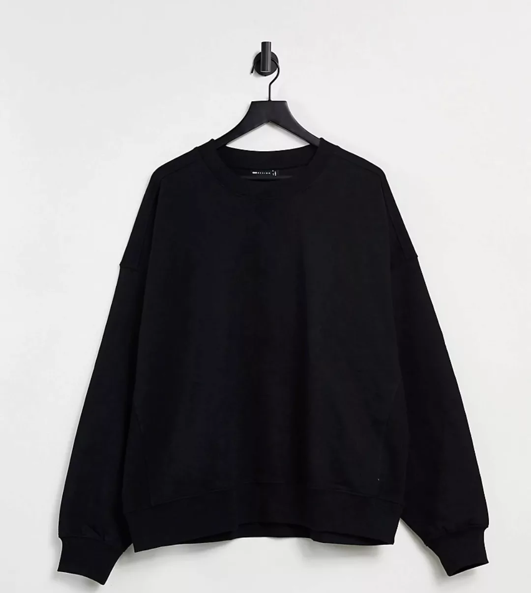 ASOS DESIGN Tall – Super Oversize-Sweatshirt mit Bahnendetail in Schwarz günstig online kaufen