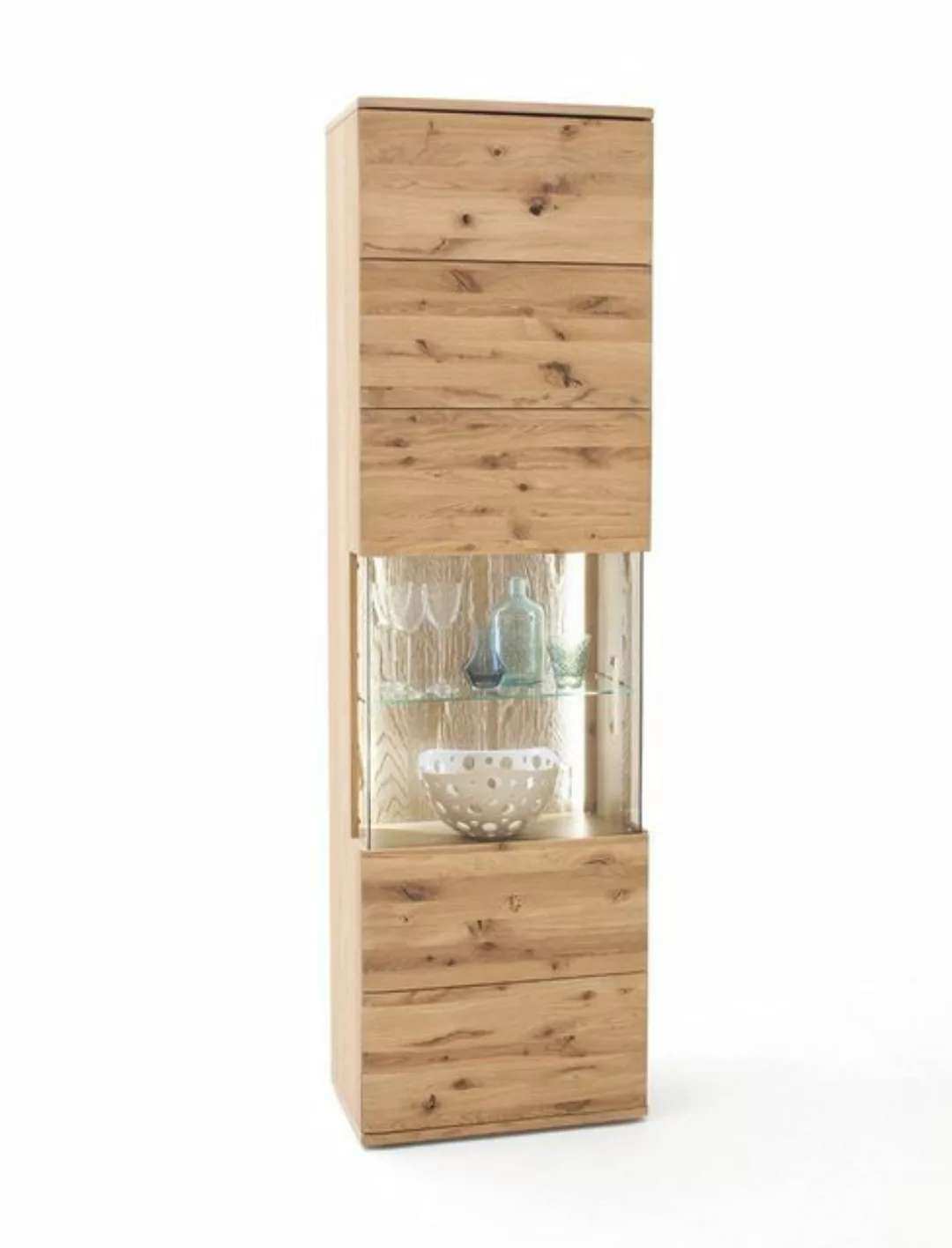 expendio Vitrine Samir 4 Asteiche Bianco teilmassiv 60x208x37 cm Beleuchtun günstig online kaufen