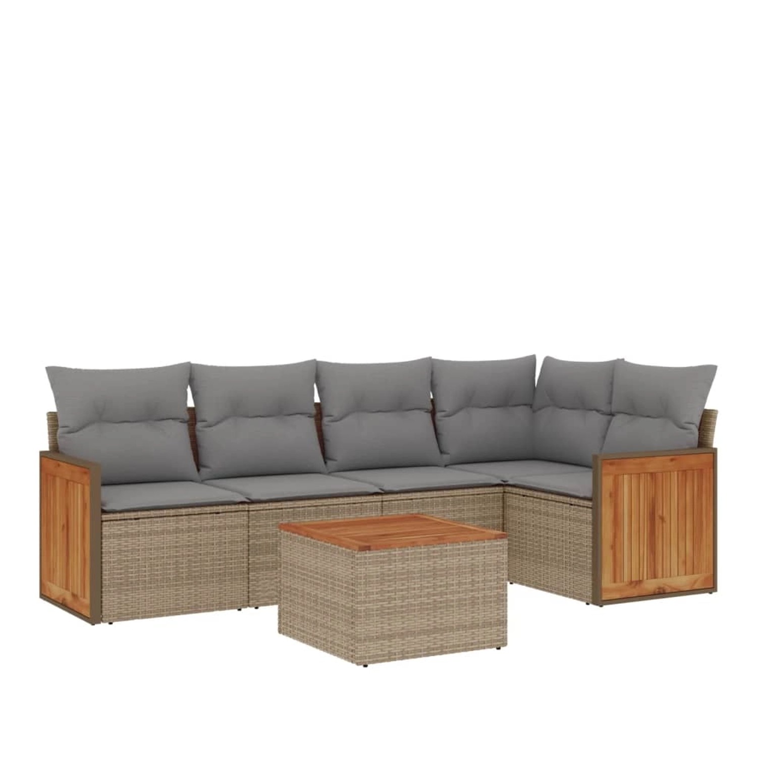 vidaXL 6-Tlg Garten-Sofagarnitur mit Kissen Beige Poly Rattan 3260036 günstig online kaufen