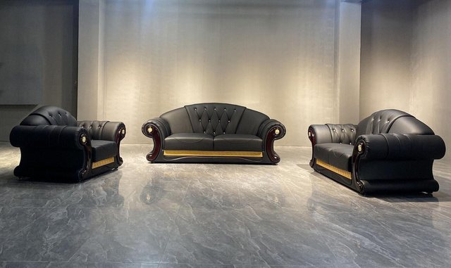 JVmoebel Sofa Chesterfield Sofa Couch Set 3+2+1 Leder Couchen Polster Möbel günstig online kaufen