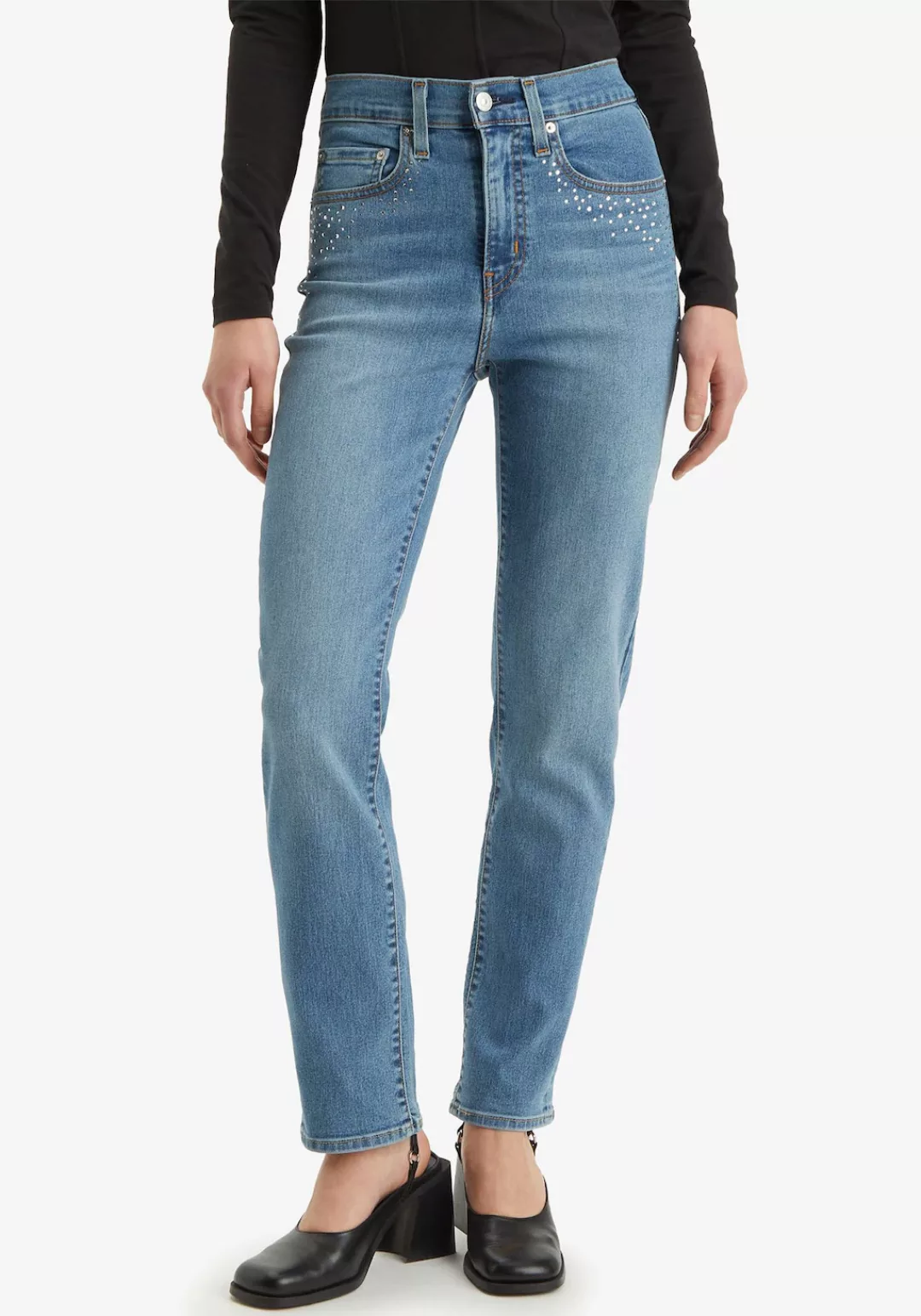 Levis Straight-Jeans "724 HIGH RISE STRAIGHT", CAMP DENIM RHINESTONE günstig online kaufen