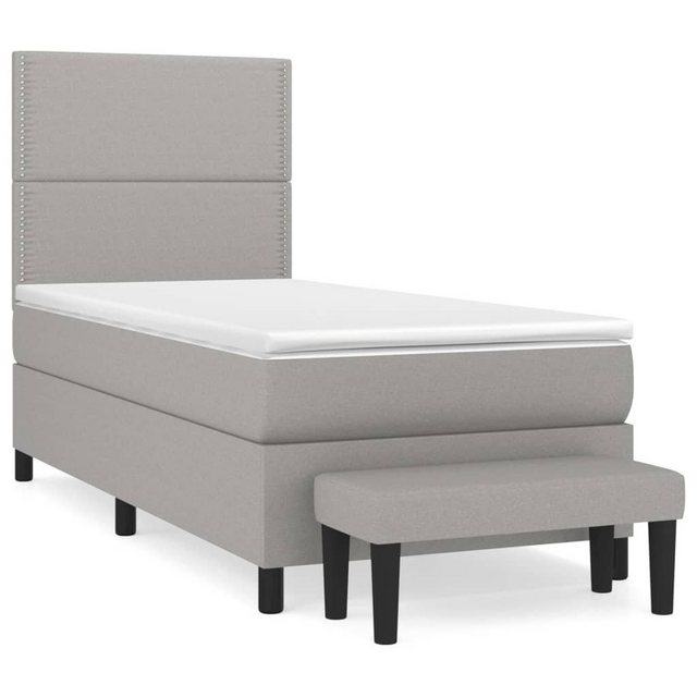 vidaXL Boxspringbett Boxspringbett mit Matratze Hellgrau 90x190 cm Stoff Be günstig online kaufen