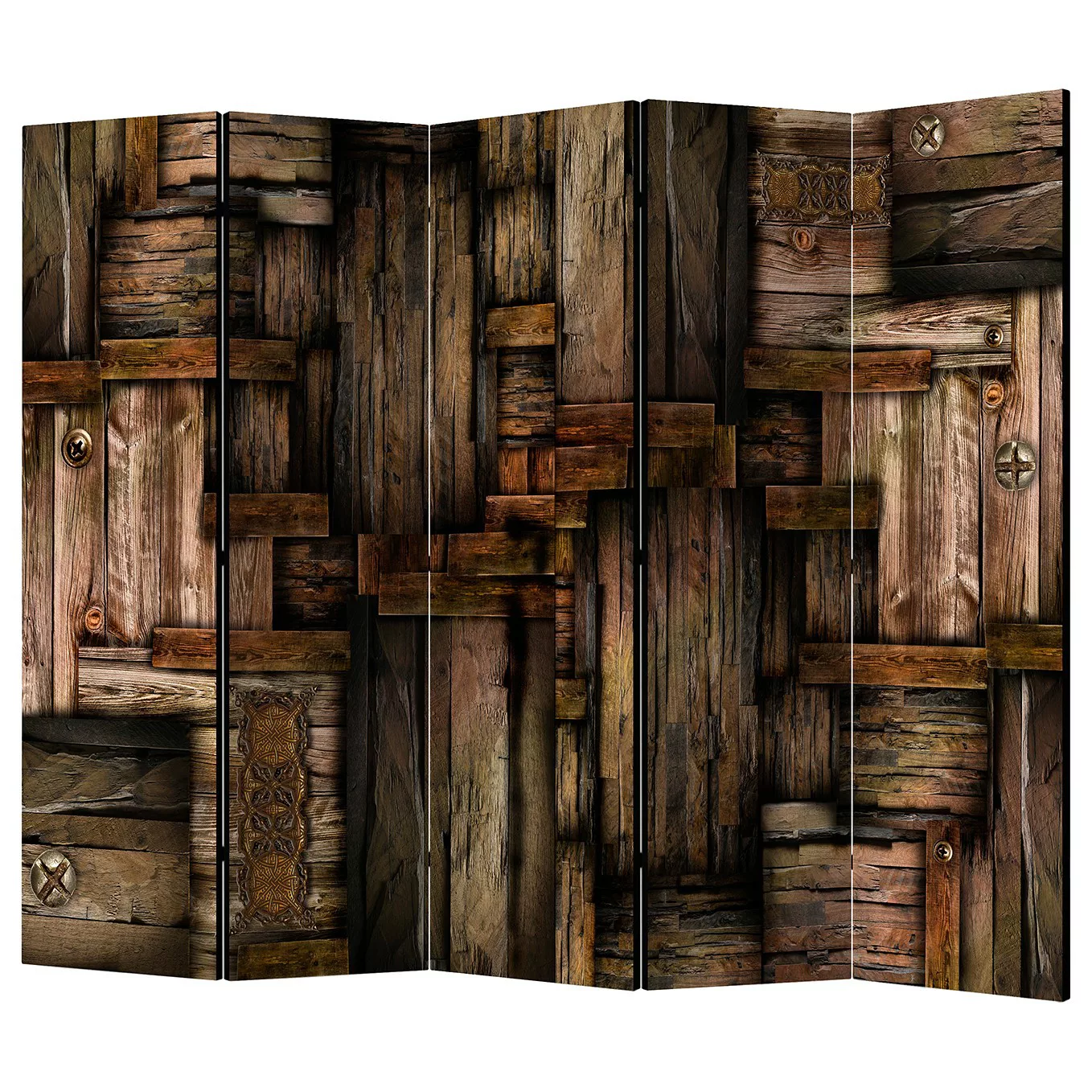 home24 Paravent Wooden Puzzle II (5-teilig) günstig online kaufen