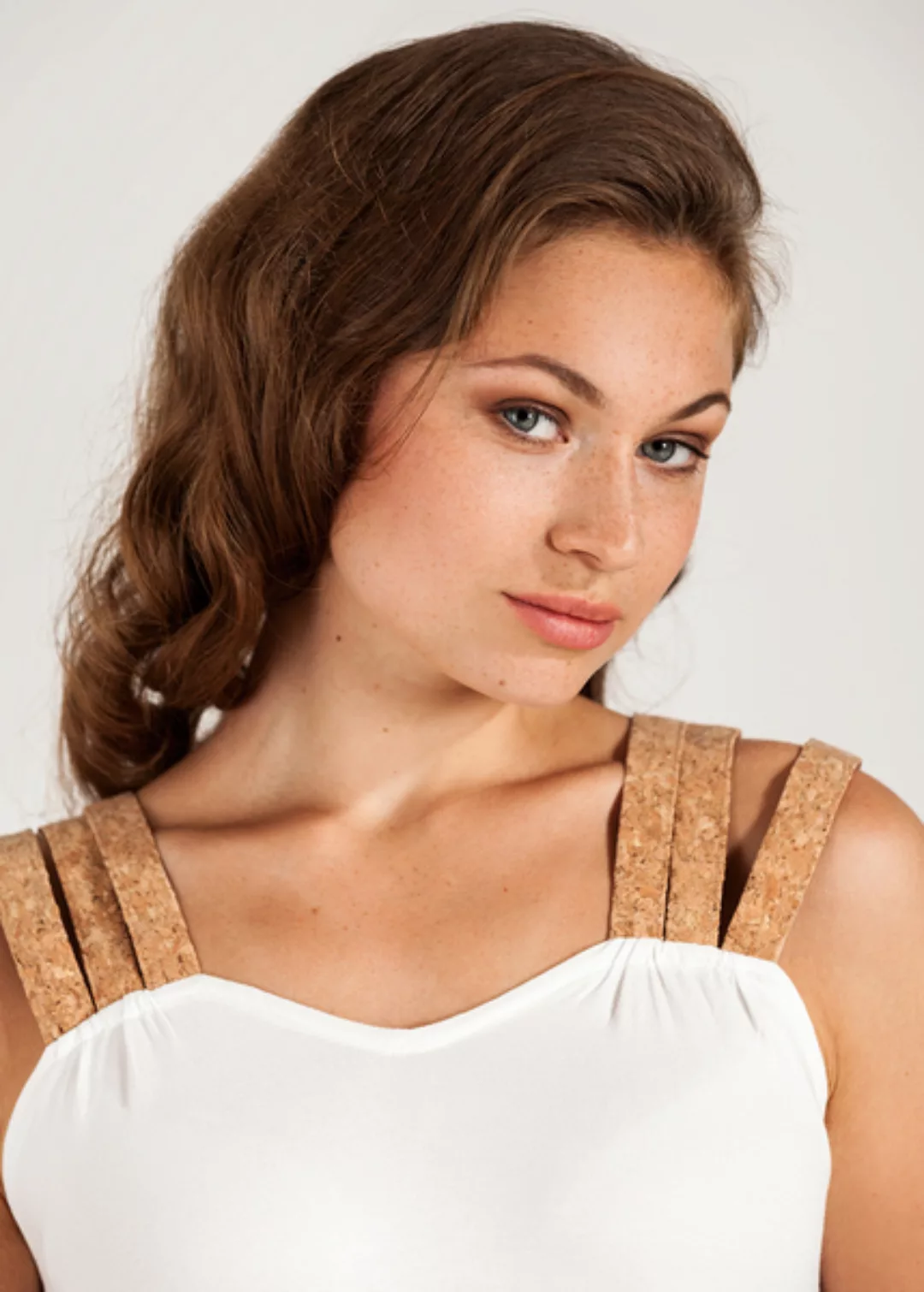 Sommerkleid Kurzes Kleid Mit Trägern Kork Viskose Weiß günstig online kaufen