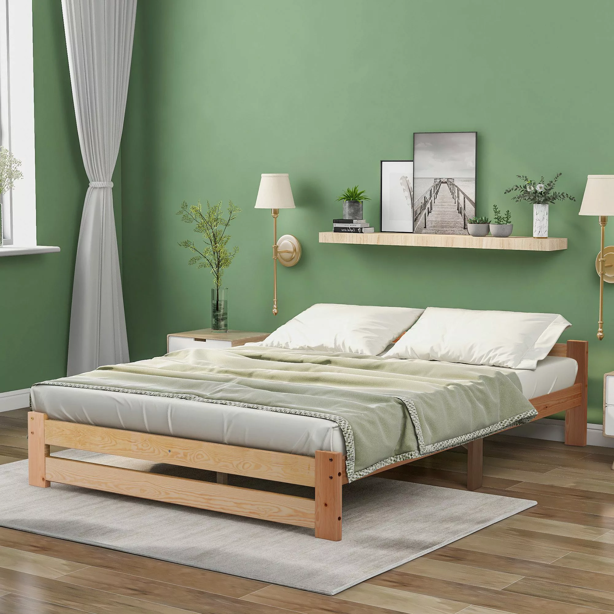 Flieks Futonbett, Doppelbett Massivholzbett mit Kopfteil günstig online kaufen