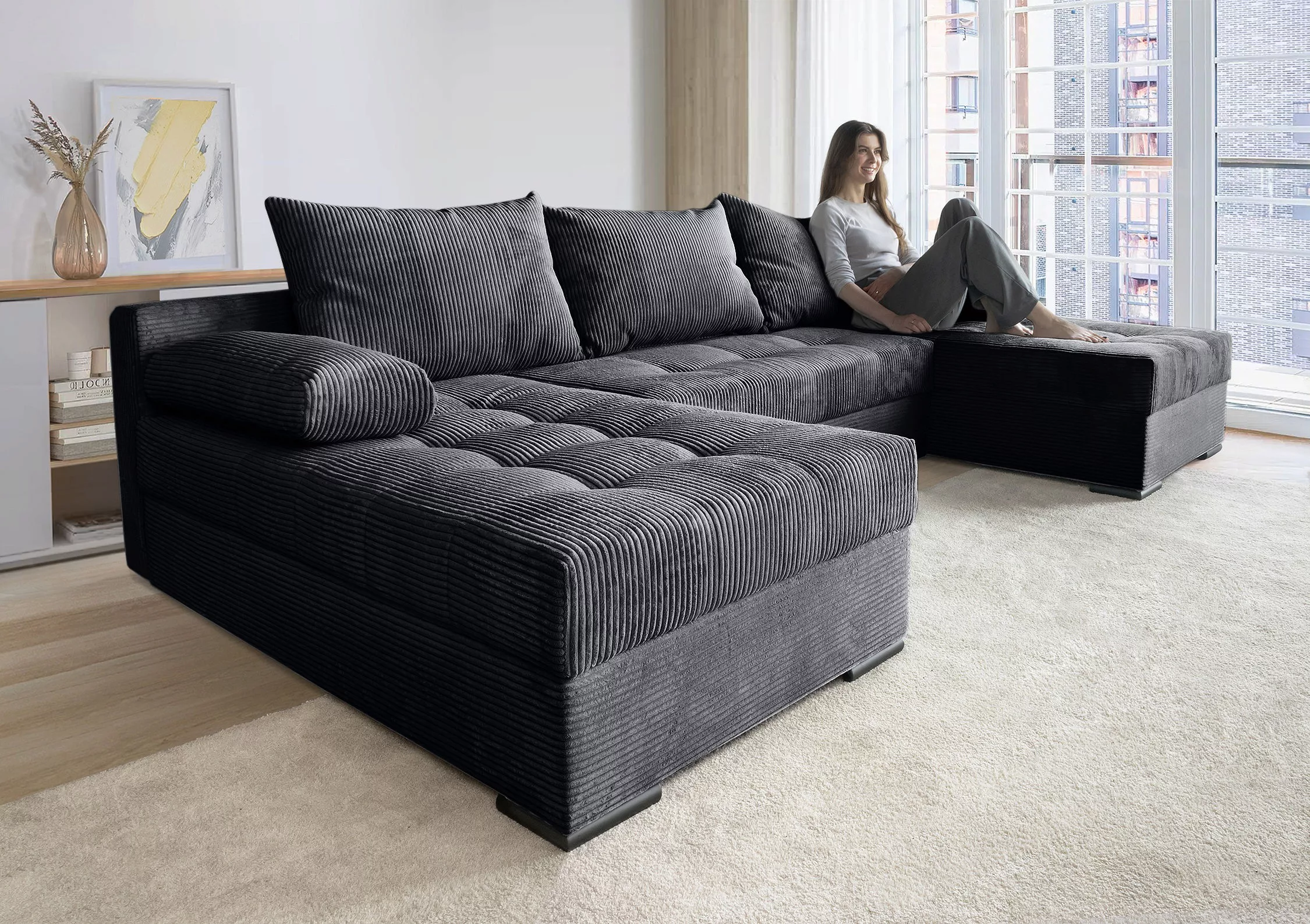 COLLECTION AB Wohnlandschaft "Josy, U-Form, Schlafsofa mit Bettkasten", (Co günstig online kaufen
