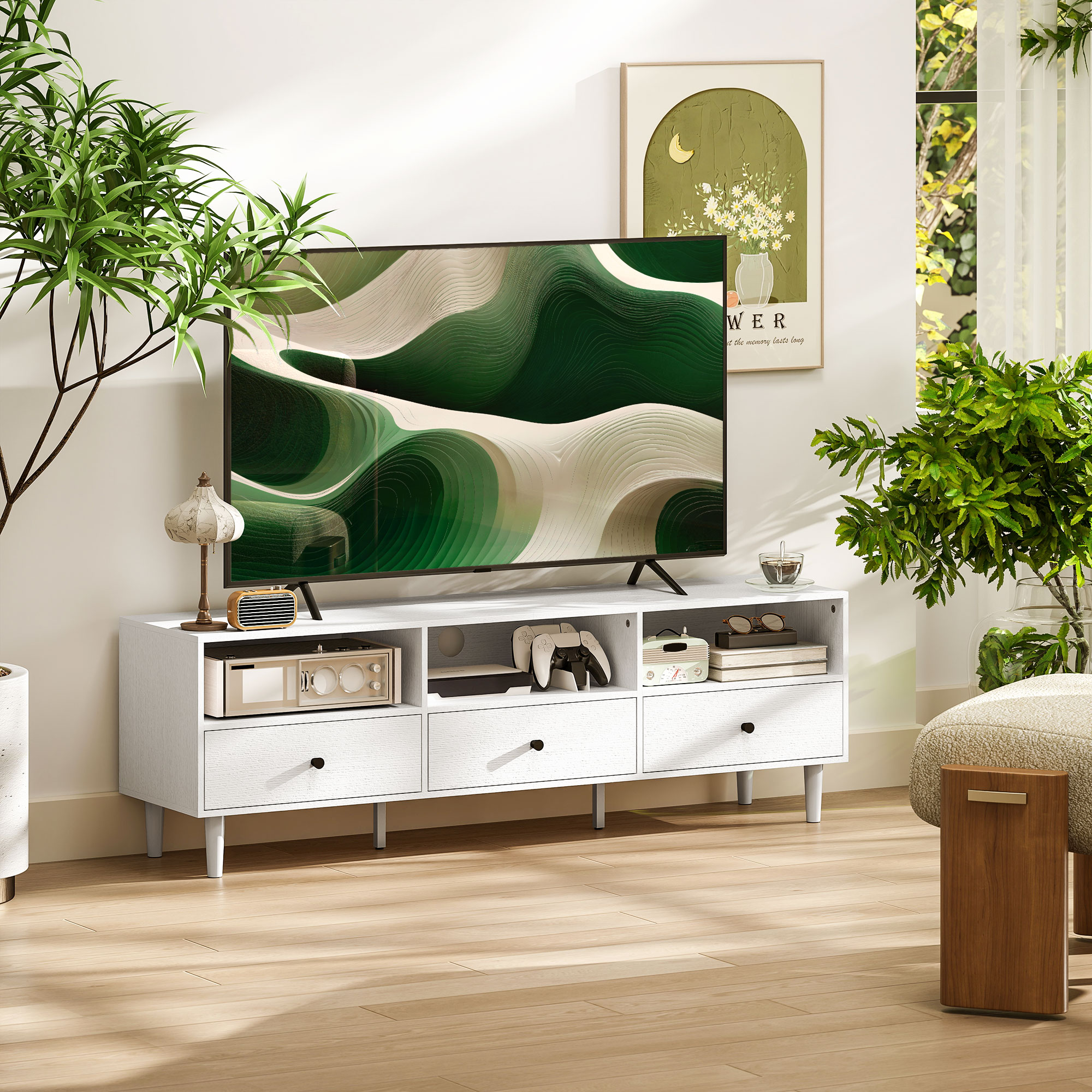 HOMCOM TV Ständer TV Möbel TV Bank für Fernseher bis zu 75" mit 3 Schublade günstig online kaufen