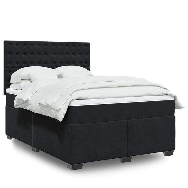 vidaXL Boxspringbett, Boxspringbett mit Matratze Schwarz 140x200 cm Samt günstig online kaufen