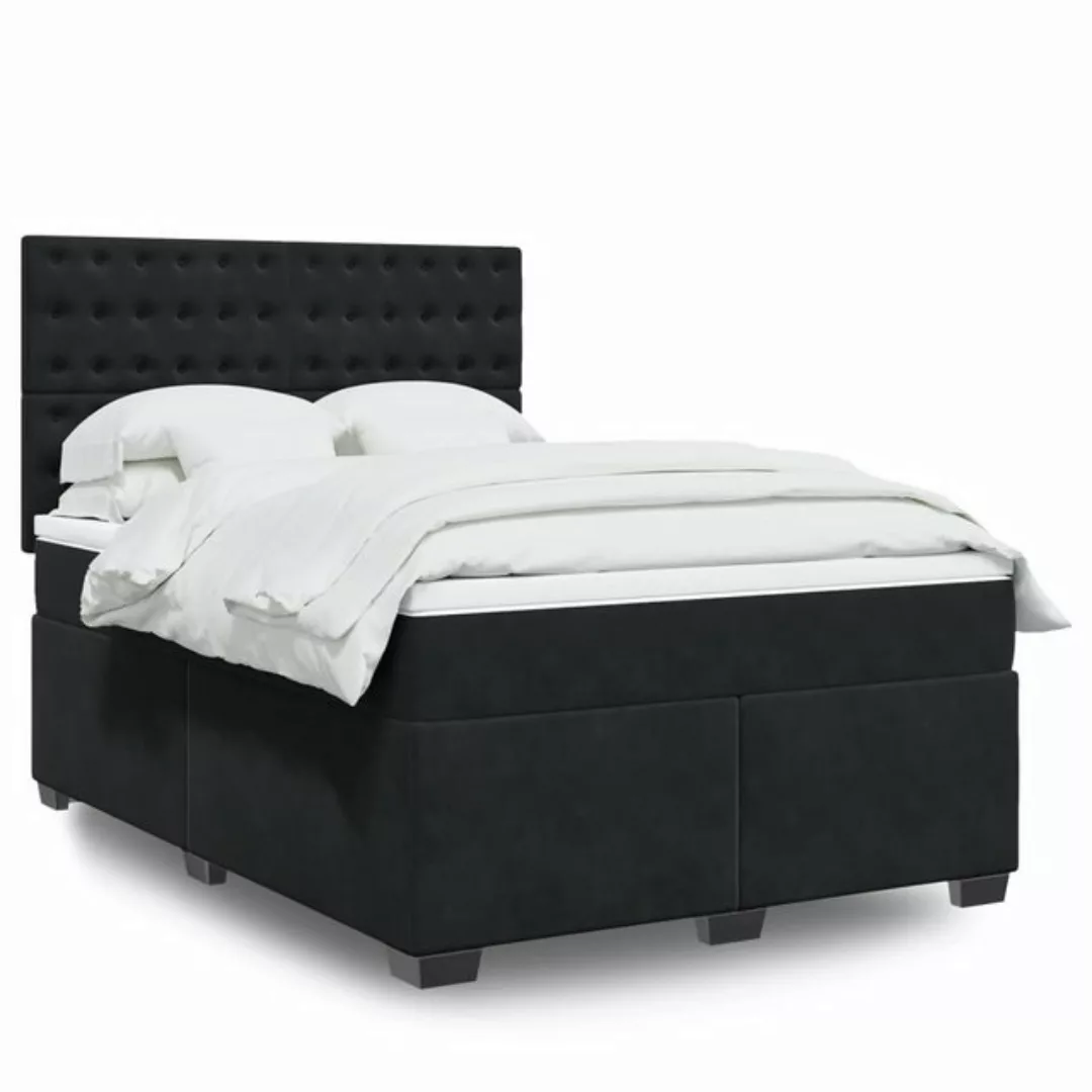 vidaXL Boxspringbett, Boxspringbett mit Matratze Schwarz 140x190 cm Samt günstig online kaufen