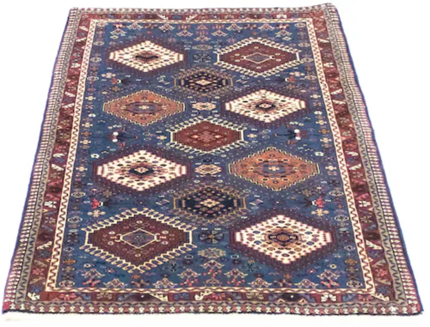 morgenland Wollteppich »Yalameh Teppich handgeknüpft blau«, rechteckig günstig online kaufen