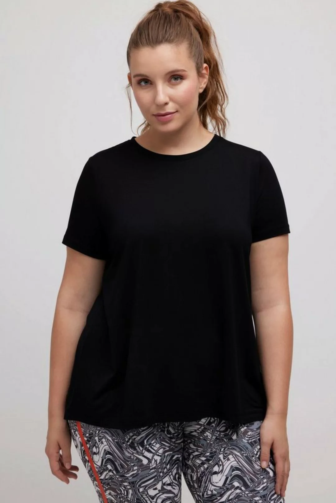 Ulla Popken Rundhalsshirt Shirt schnelltrocknend Rundhals Halbarm recycelt günstig online kaufen