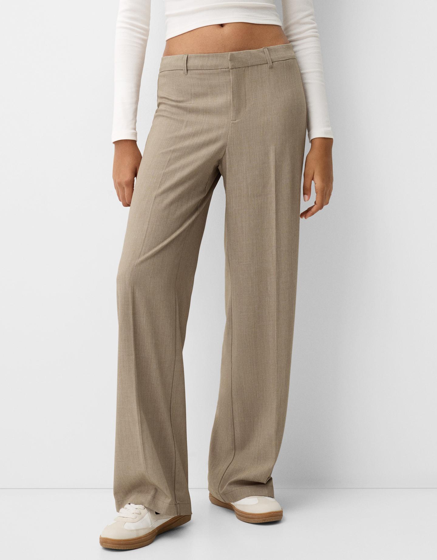 Bershka Wide Leg Tailoring-Hose Damen 36 Nerzfarbe günstig online kaufen