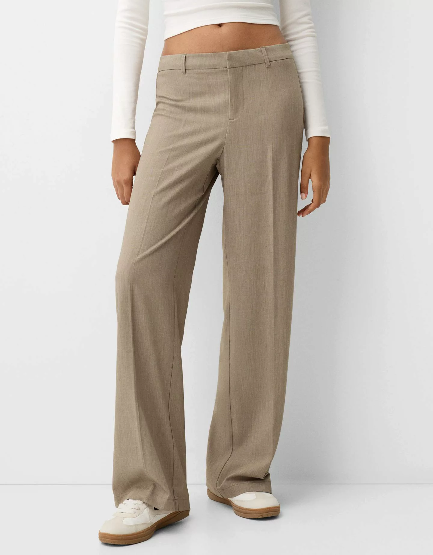 Bershka Wide Leg Tailoring-Hose Damen 42 Nerzfarbe günstig online kaufen