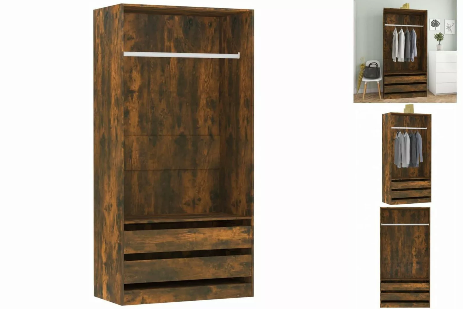 vidaXL Kleiderschrank Kleiderschrank Räuchereiche 100x50x200 cm Spanplatte günstig online kaufen