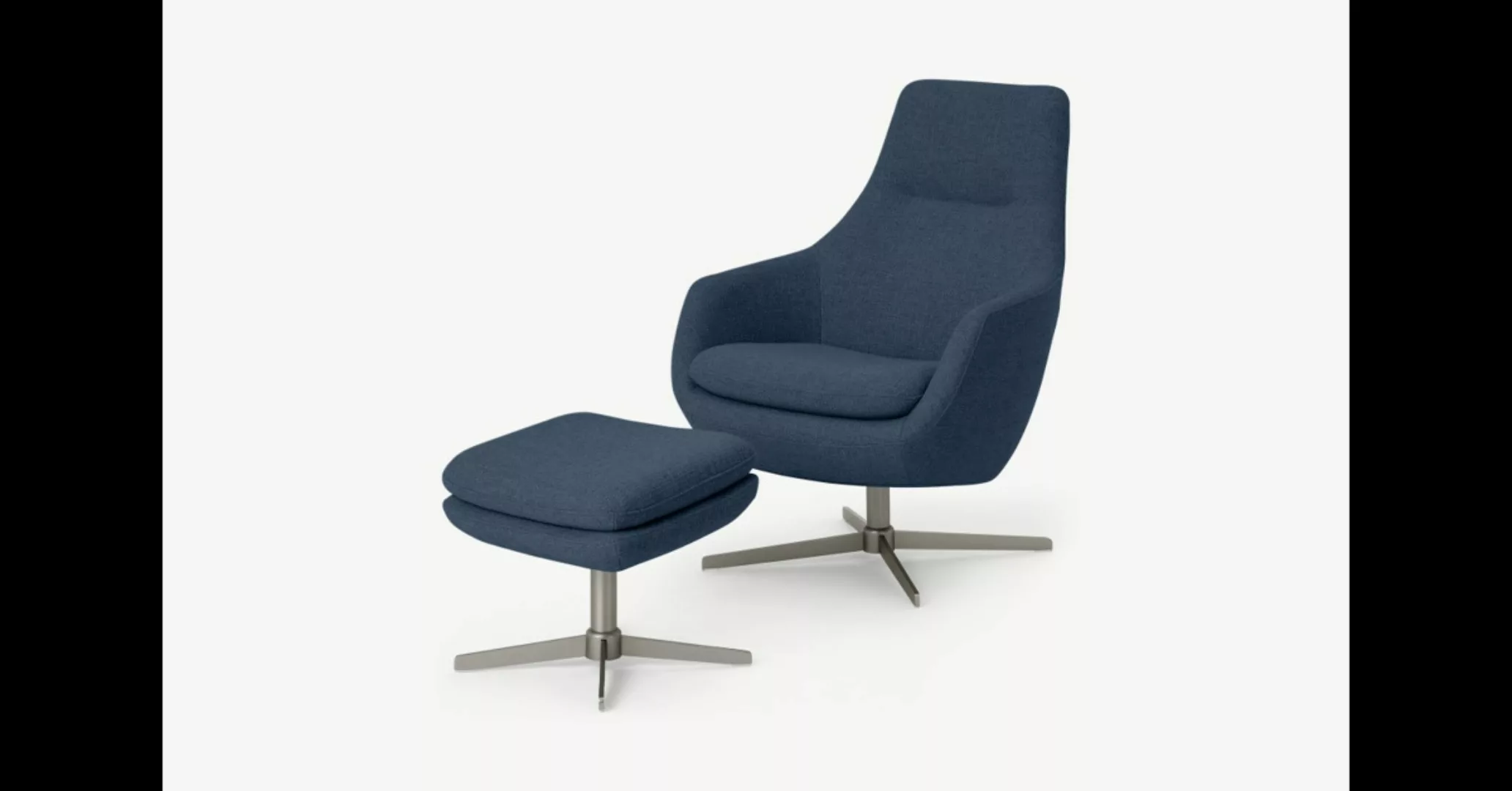 Modesto Sessel mit Hocker, Mitternachtsblau - MADE.com günstig online kaufen