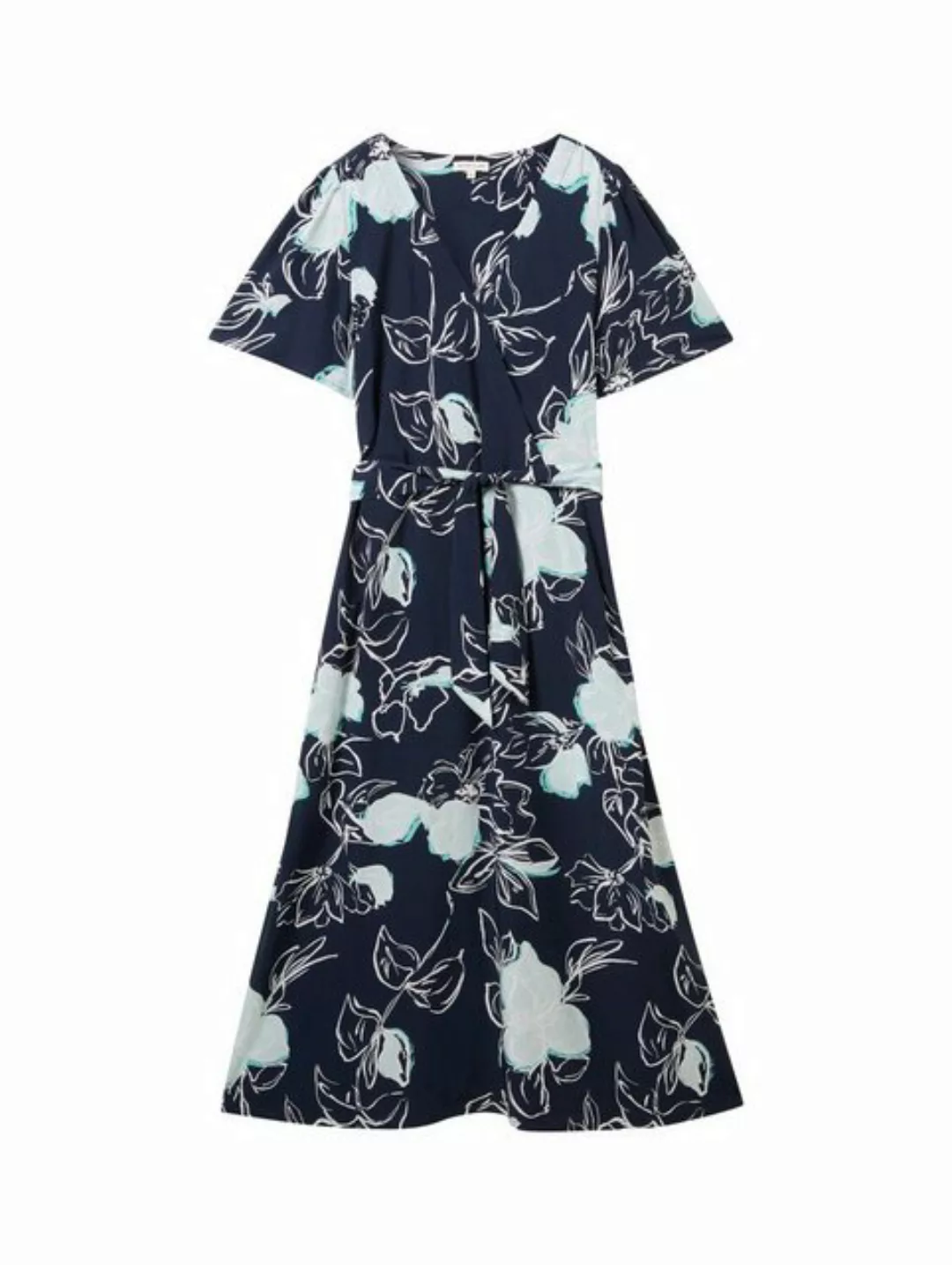 TOM TAILOR Sommerkleid printed wrap dress, navy blue flower design günstig online kaufen