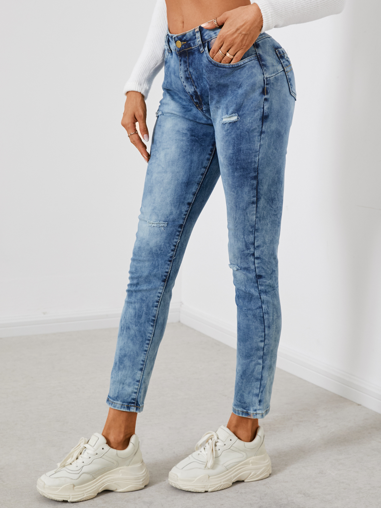 Seitentaschen Jeans mit niedriger Taille günstig online kaufen