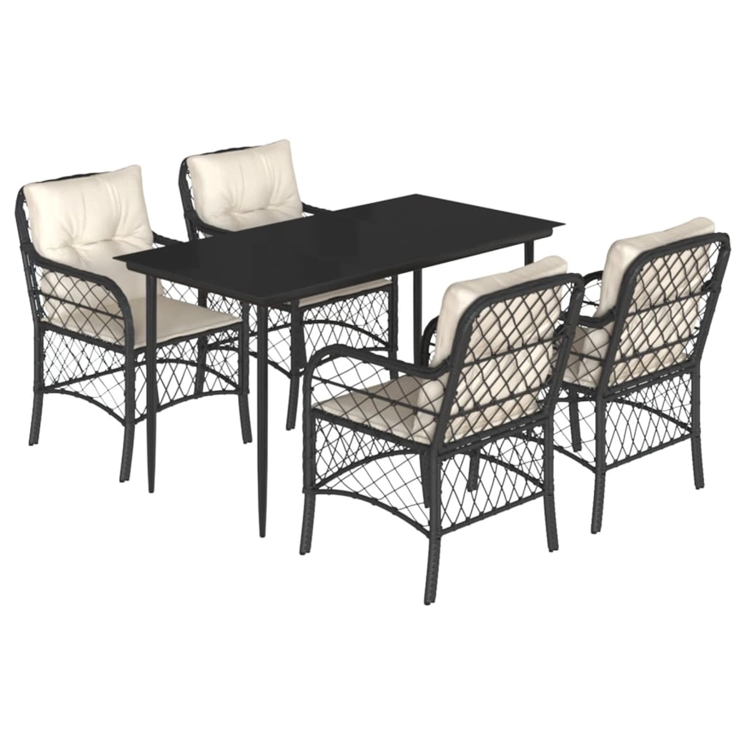 vidaXL 5-Tlg Garten-Essgruppe mit Kissen Schwarz Poly Rattan 3212084 günstig online kaufen