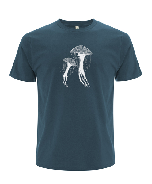 Bio Faires Herren T-shirt "Quallen" Denim Blue günstig online kaufen