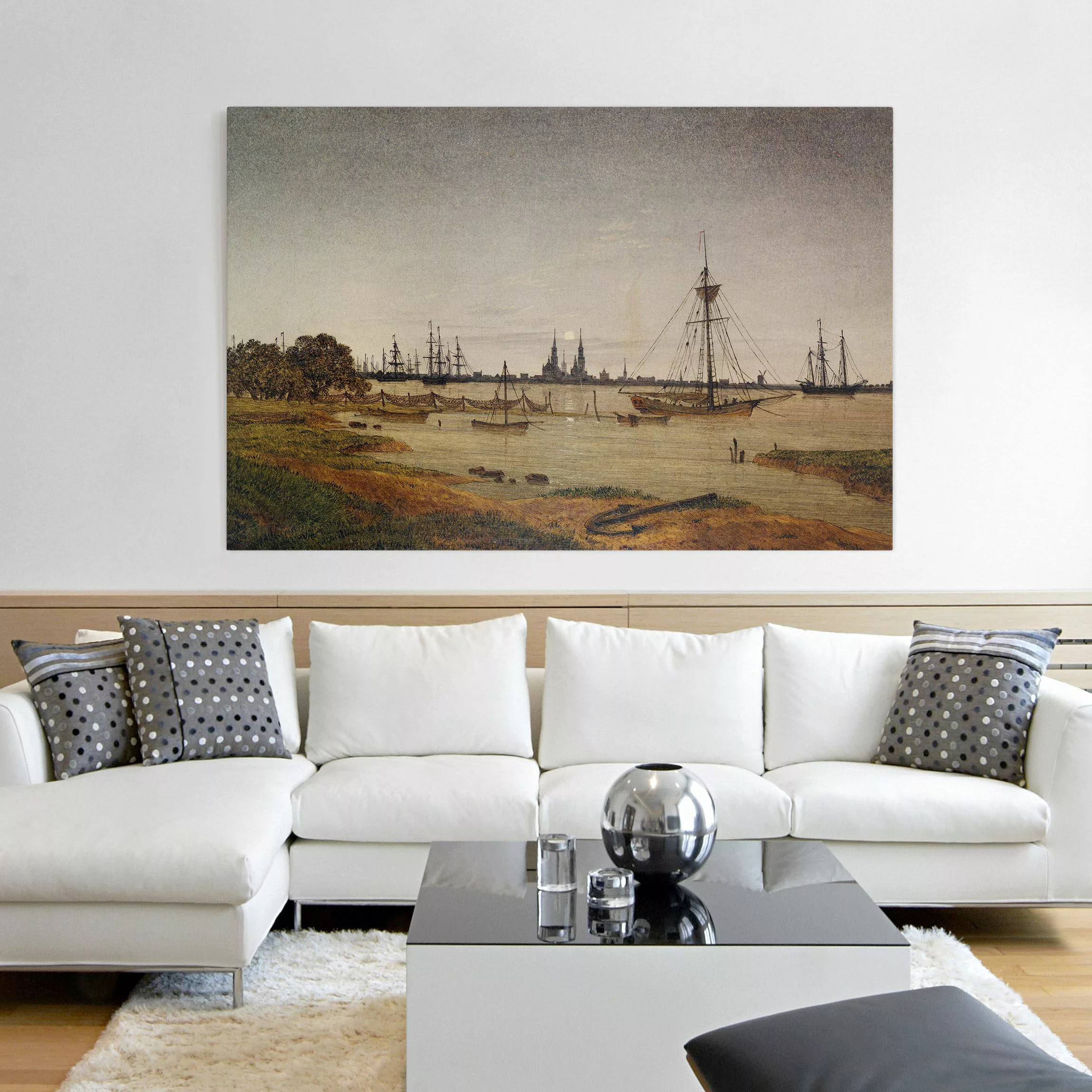 Leinwandbild Kunstdruck - Querformat Caspar David Friedrich - Hafen bei Mon günstig online kaufen