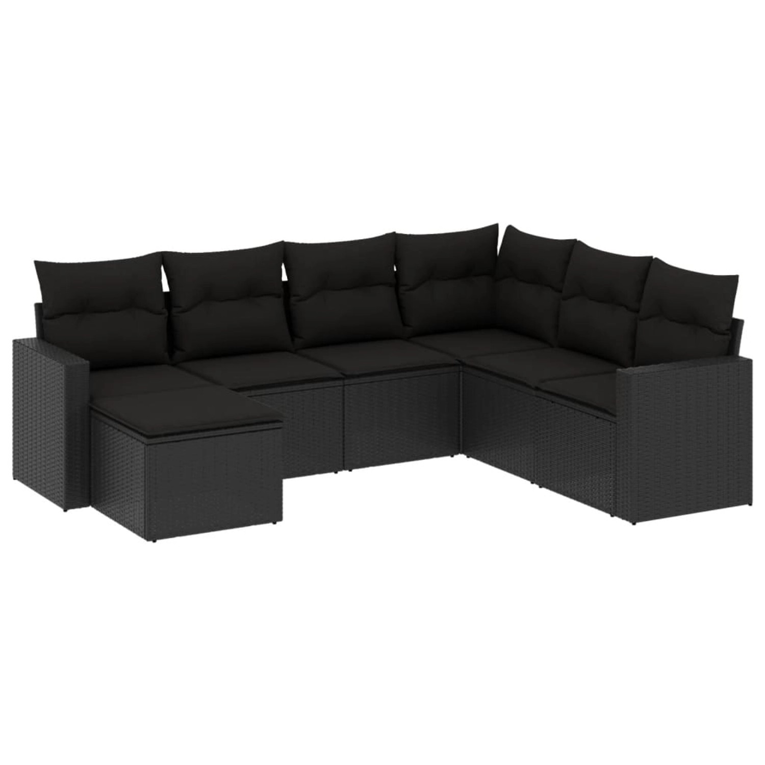 vidaXL 7-tlg Garten-Sofagarnitur mit Kissen Schwarz Poly Rattan Modell 12 günstig online kaufen