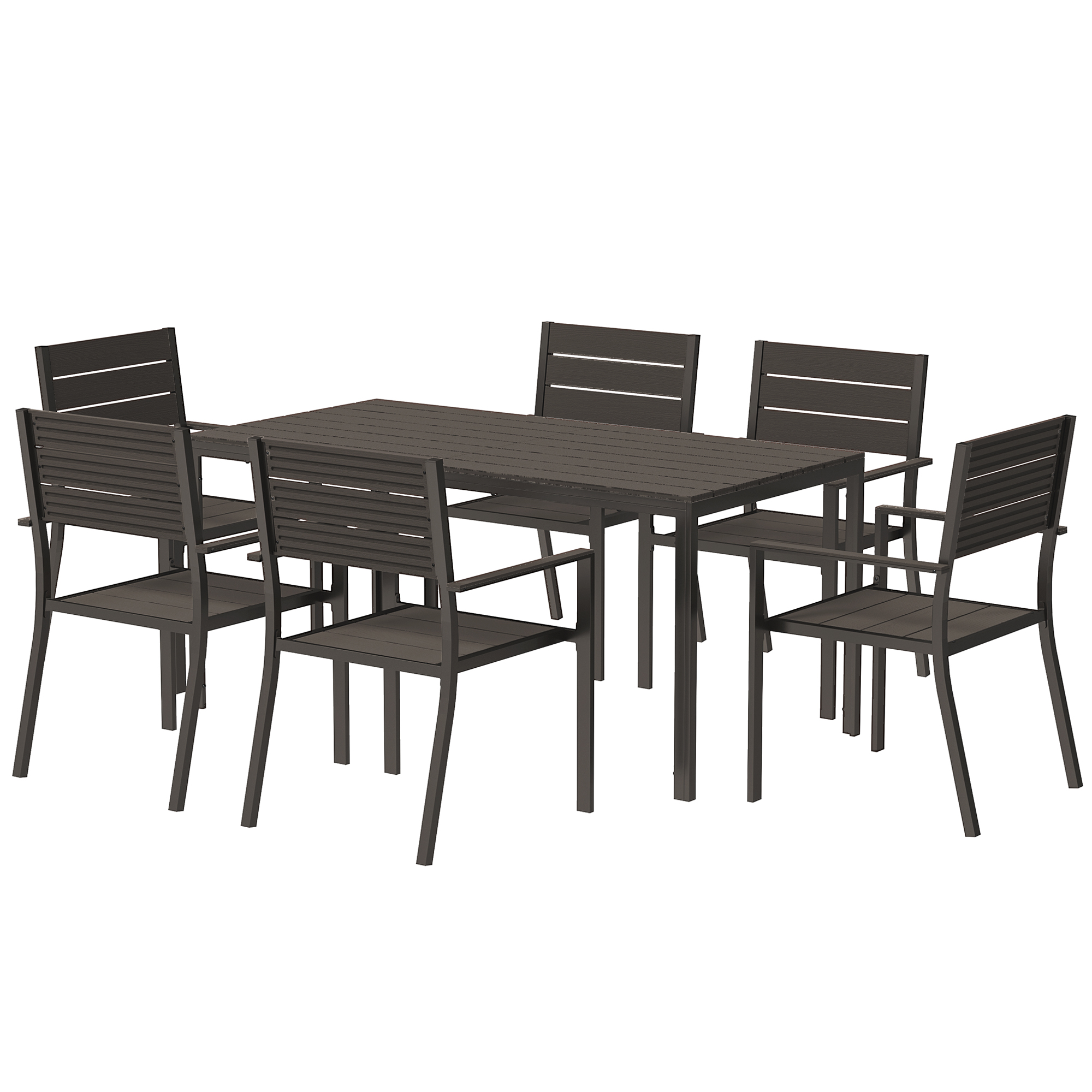 Outsunny Sitzgruppe 7-teilig Essgruppe für 6 Personen Esstisch mit 6 stapel günstig online kaufen