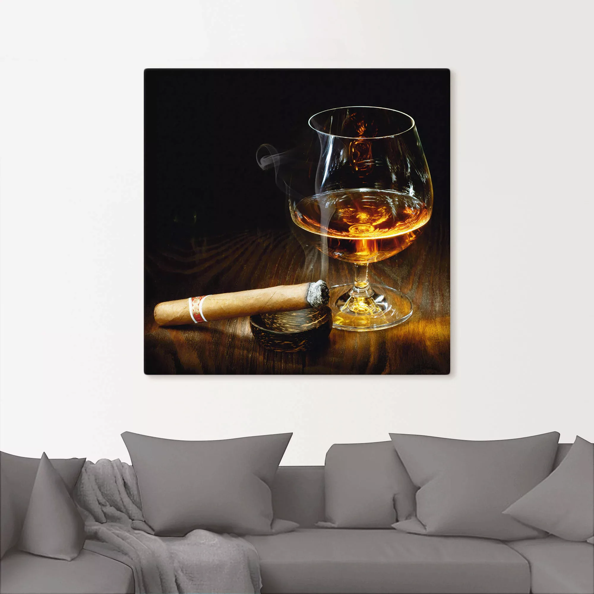 Artland Wandbild »Zigarre und Cognac«, Zigarren, (1 St.), als Leinwandbild, günstig online kaufen