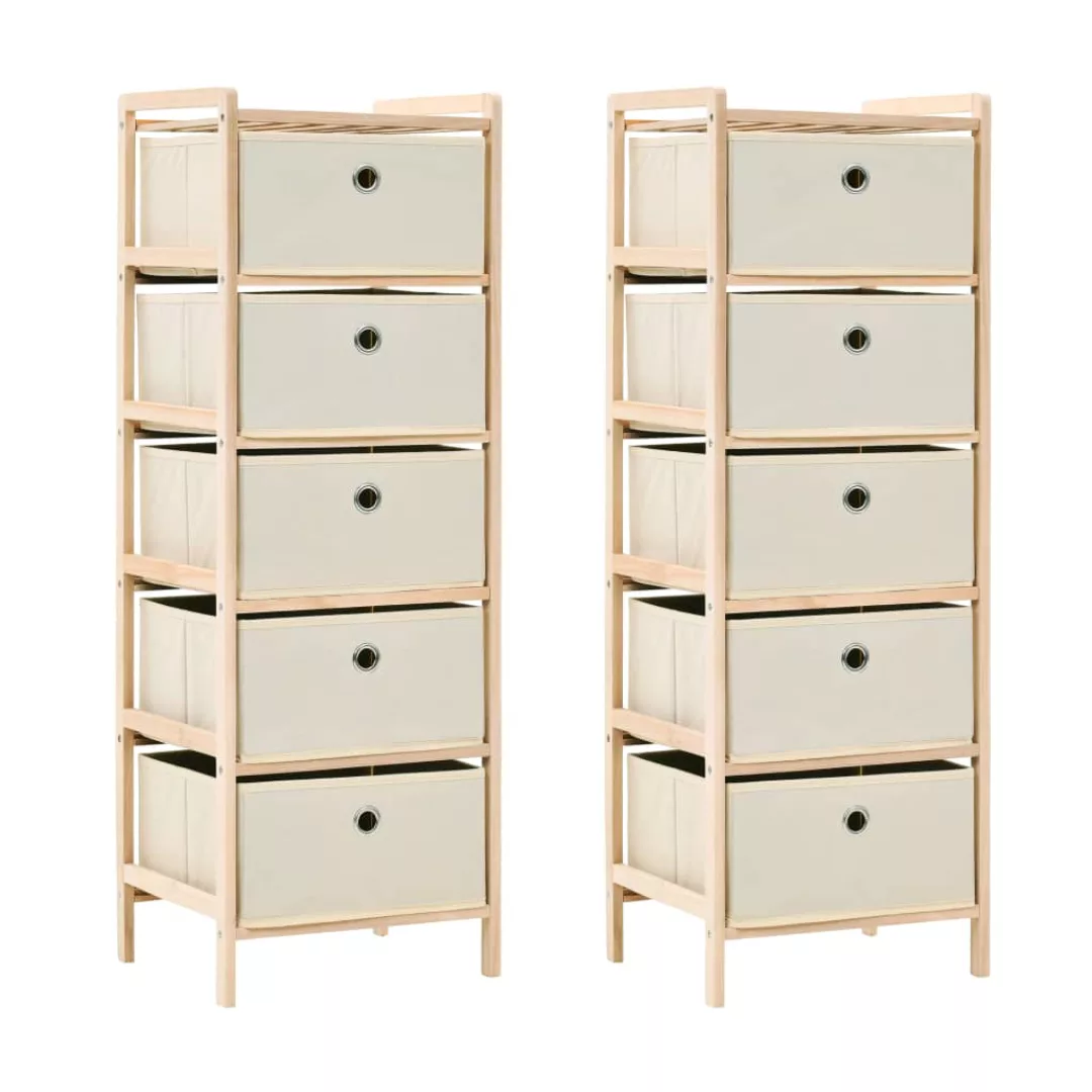 vidaXL Kleiderschrank Aufbewahrungsregale mit 5 Stoffkörben 2 Stk Beige Zed günstig online kaufen