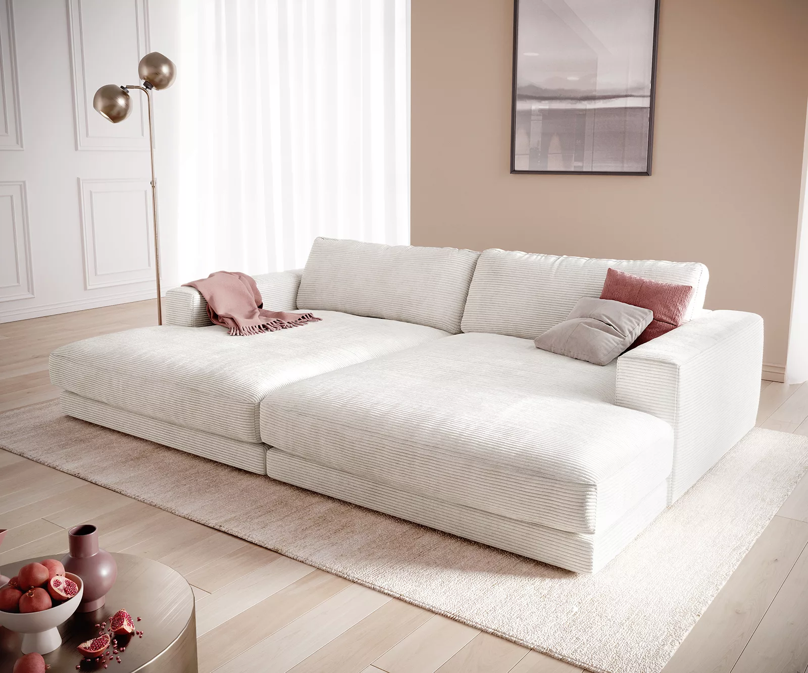 Big-Sofa Cubico 290x170 cm Cord Beige günstig online kaufen
