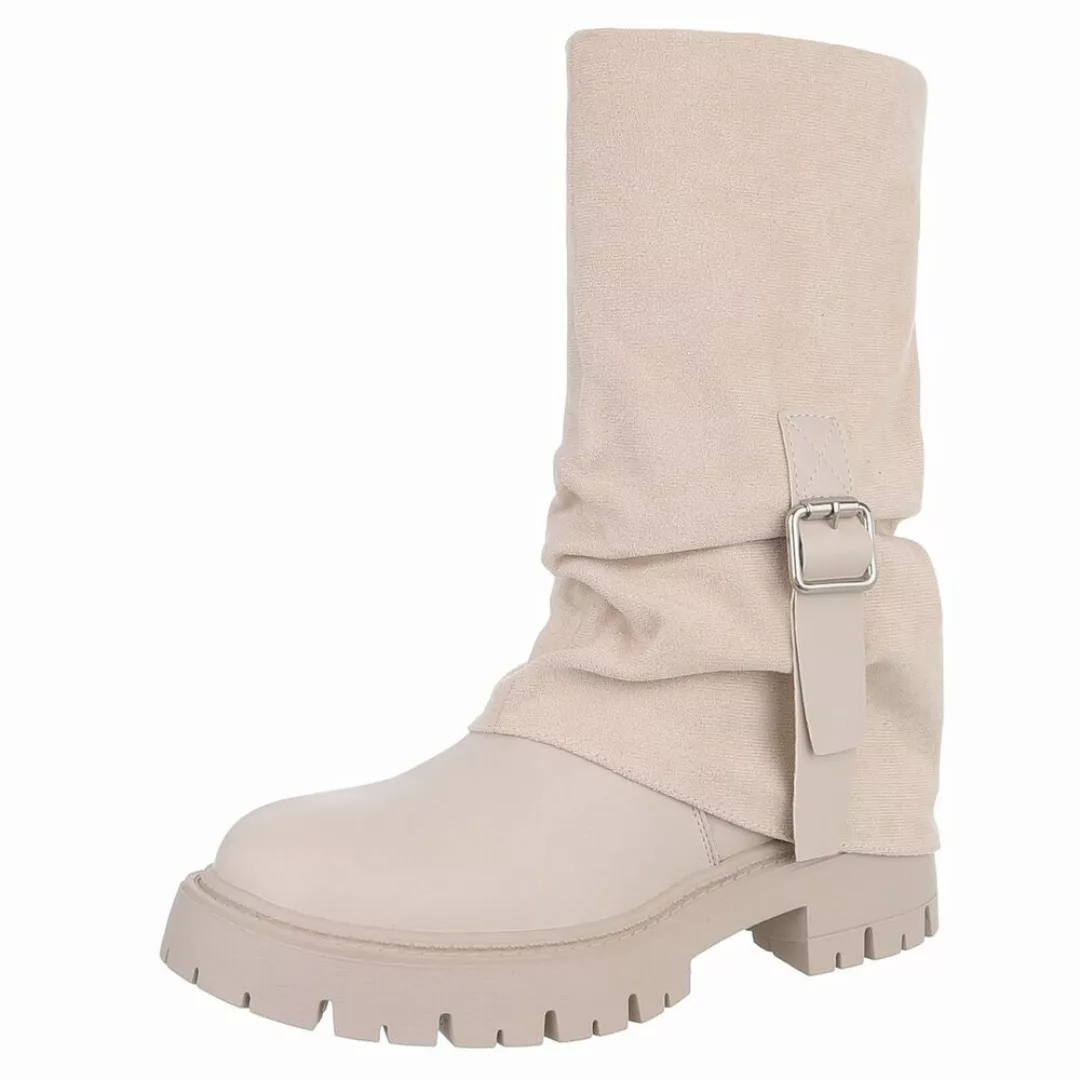 Ital-Design Modische Damenstiefel mit Gurt-Detail für günstig online kaufen