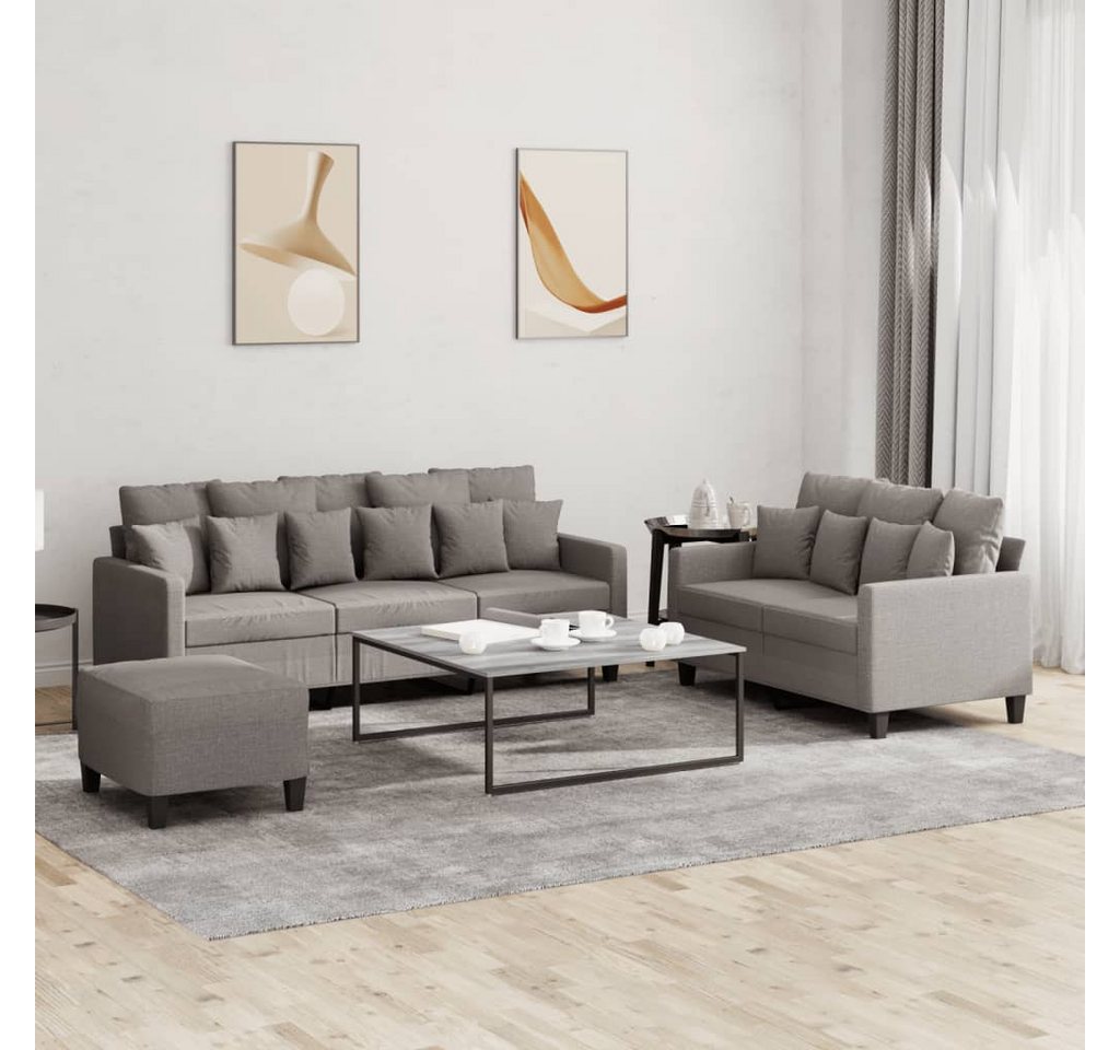 vidaXL Sofa Sofagarnitur Set mit Kissen Stoff, 3-tlg., Taupe günstig online kaufen