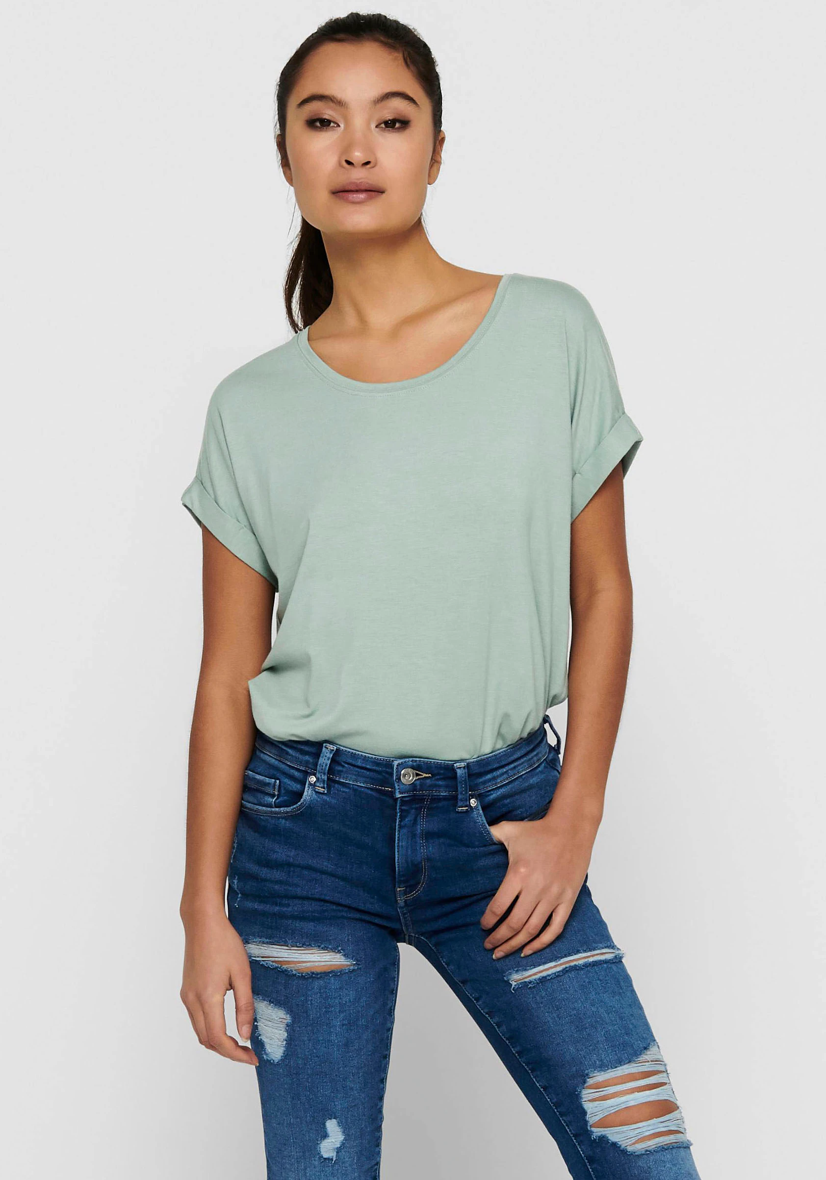 ONLY T-Shirt "ONLMOSTER – Kurzarmshirt mit Aufschlag und klassischem Look", günstig online kaufen
