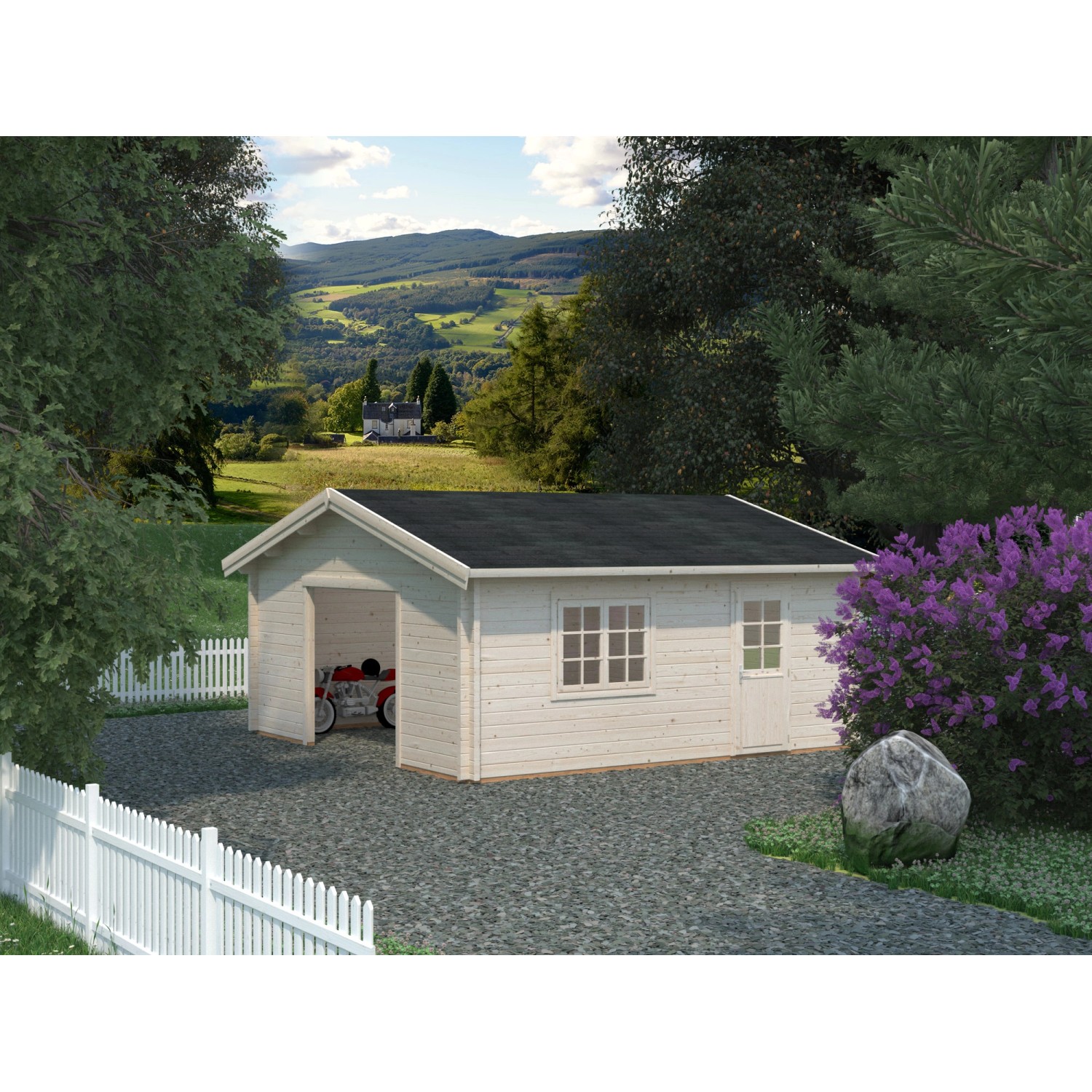 Palmako Garage Roger ohne Tor 540 x 540 cm Lackiert Weiß FSC® günstig online kaufen