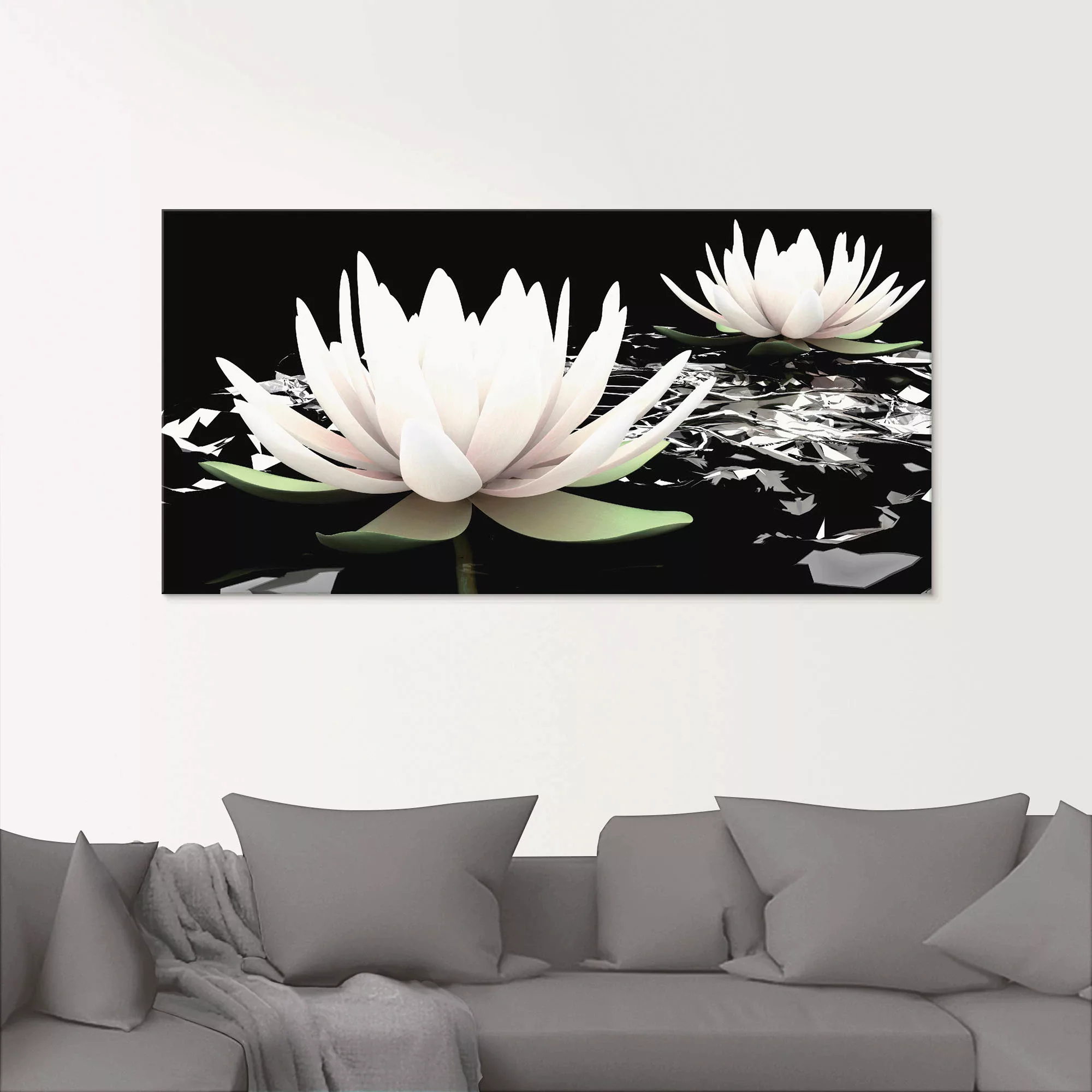 Artland Glasbild "Zwei Lotusblumen auf dem Wasser", Blumen, (1 St.), in ver günstig online kaufen