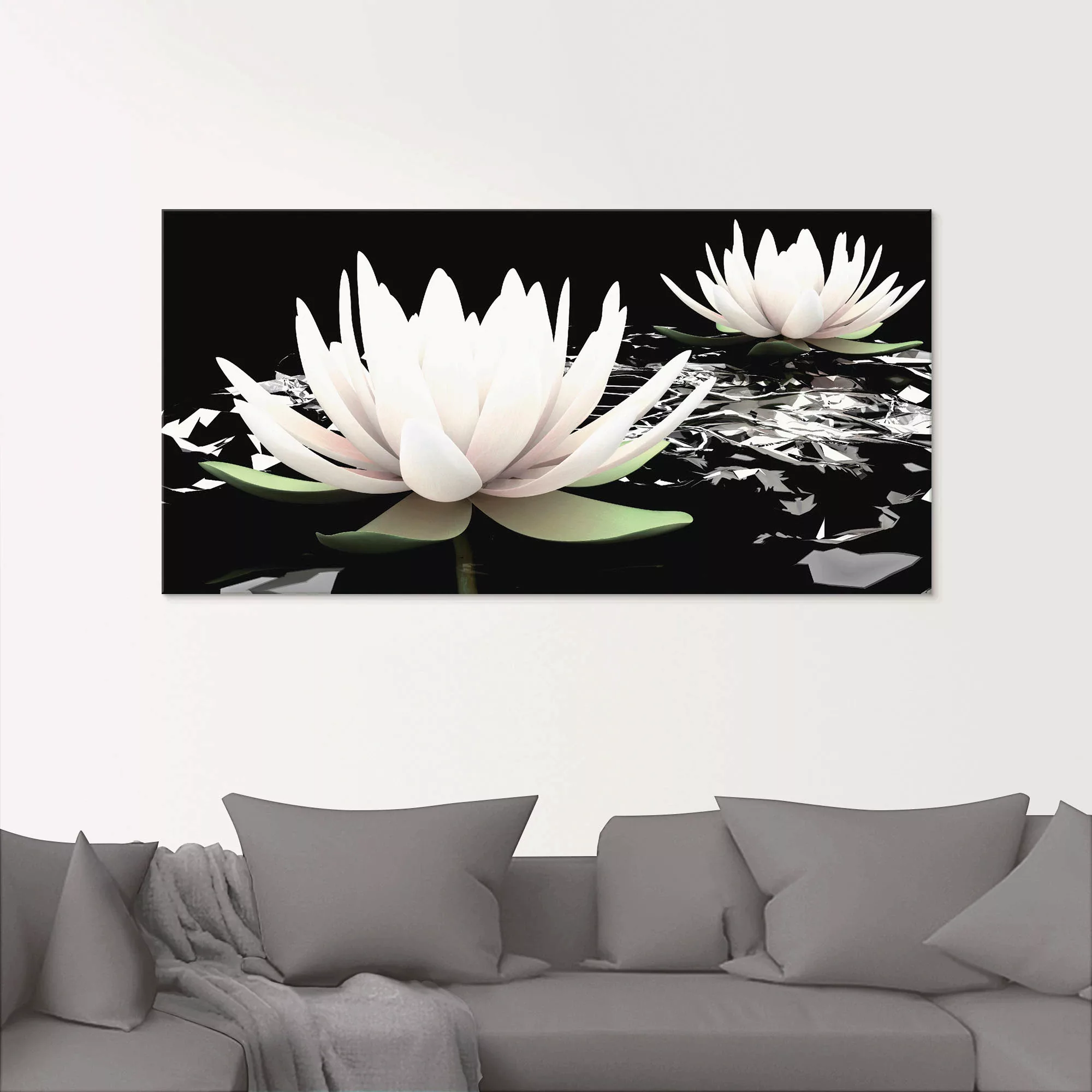 Artland Glasbild »Zwei Lotusblumen auf dem Wasser«, Blumen, (1 St.) günstig online kaufen