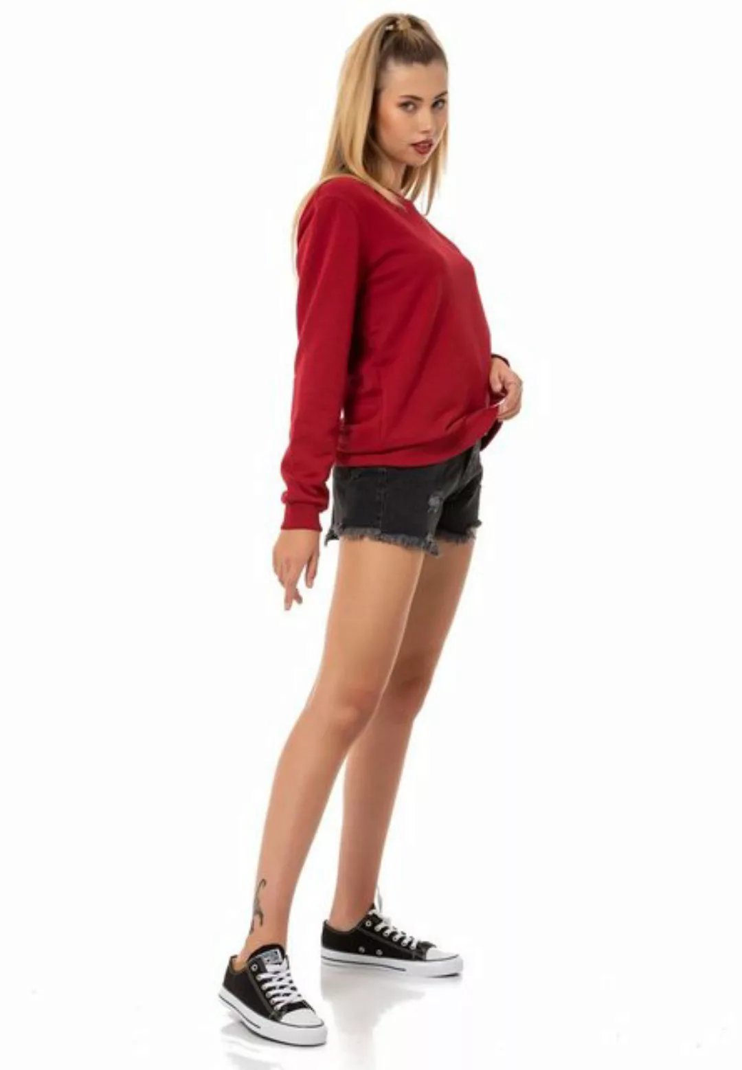 RedBridge Sweatshirt Red Bridge Damen Sweatshirt Rundhals Pullover Bordeaux günstig online kaufen