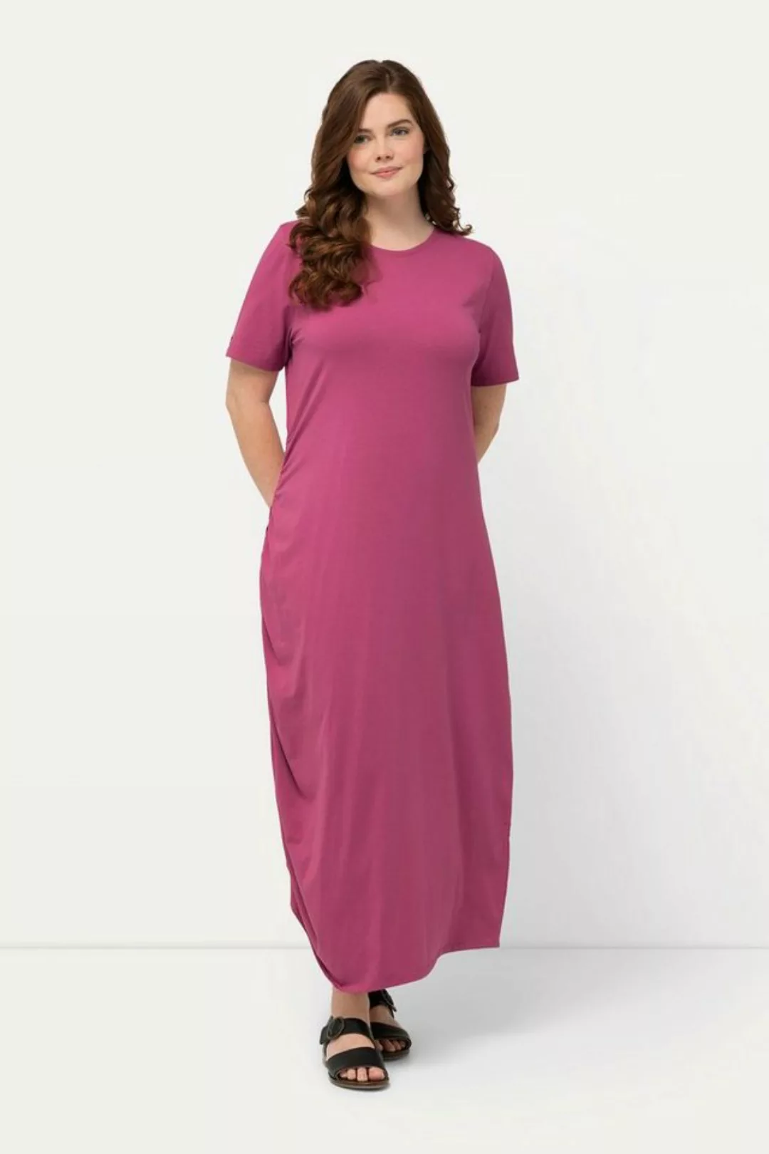 Ulla Popken Sommerkleid Jersey-Maxikleid Rundhals Halbarm Biobaumwolle günstig online kaufen