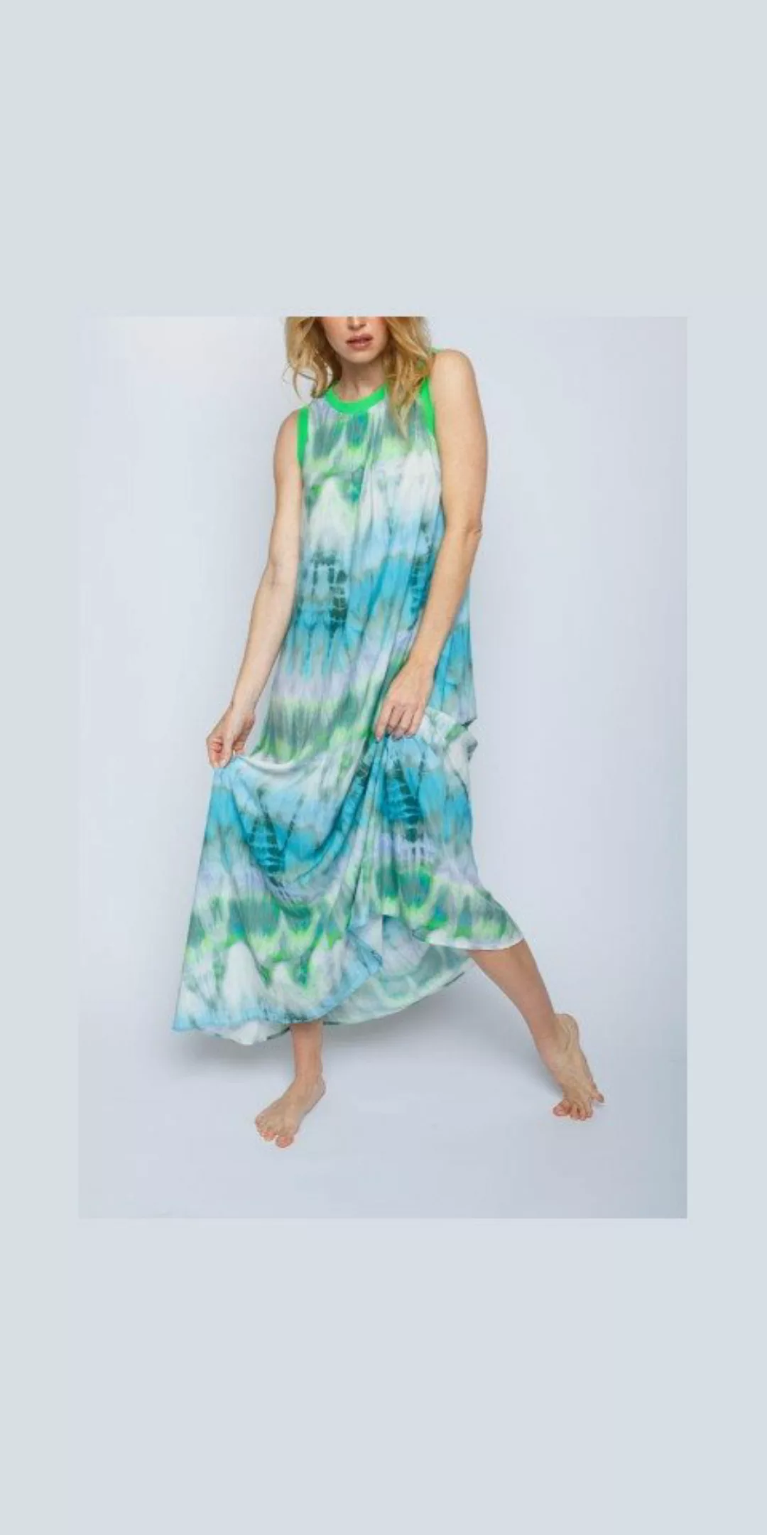 Emily Van Den Bergh Blusenkleid Kleid EMILY VAN DEN BERGH batik aqua günstig online kaufen