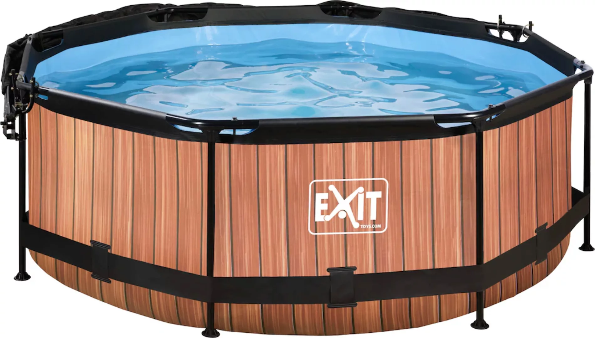 EXIT Wood Pool Braun ø 244 x 76 cm m. Filterpump u. Sonnensegel günstig online kaufen