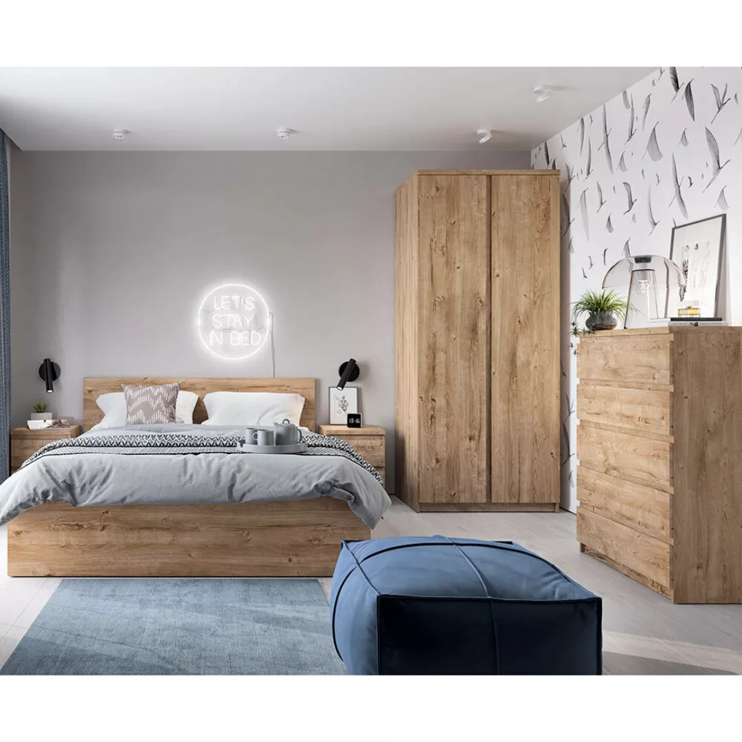 Schlafzimmer Set 5-teilig FORTALEZA-129 mit Bett 140x200 inkl. aufklappbare günstig online kaufen