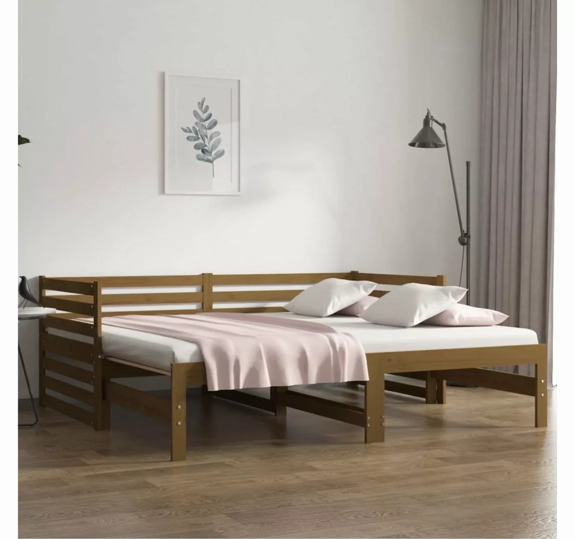 vidaXL Gästebett Tagesbett Ausziehbar Honigbraun 2x90x190 cm Massivholz Kie günstig online kaufen