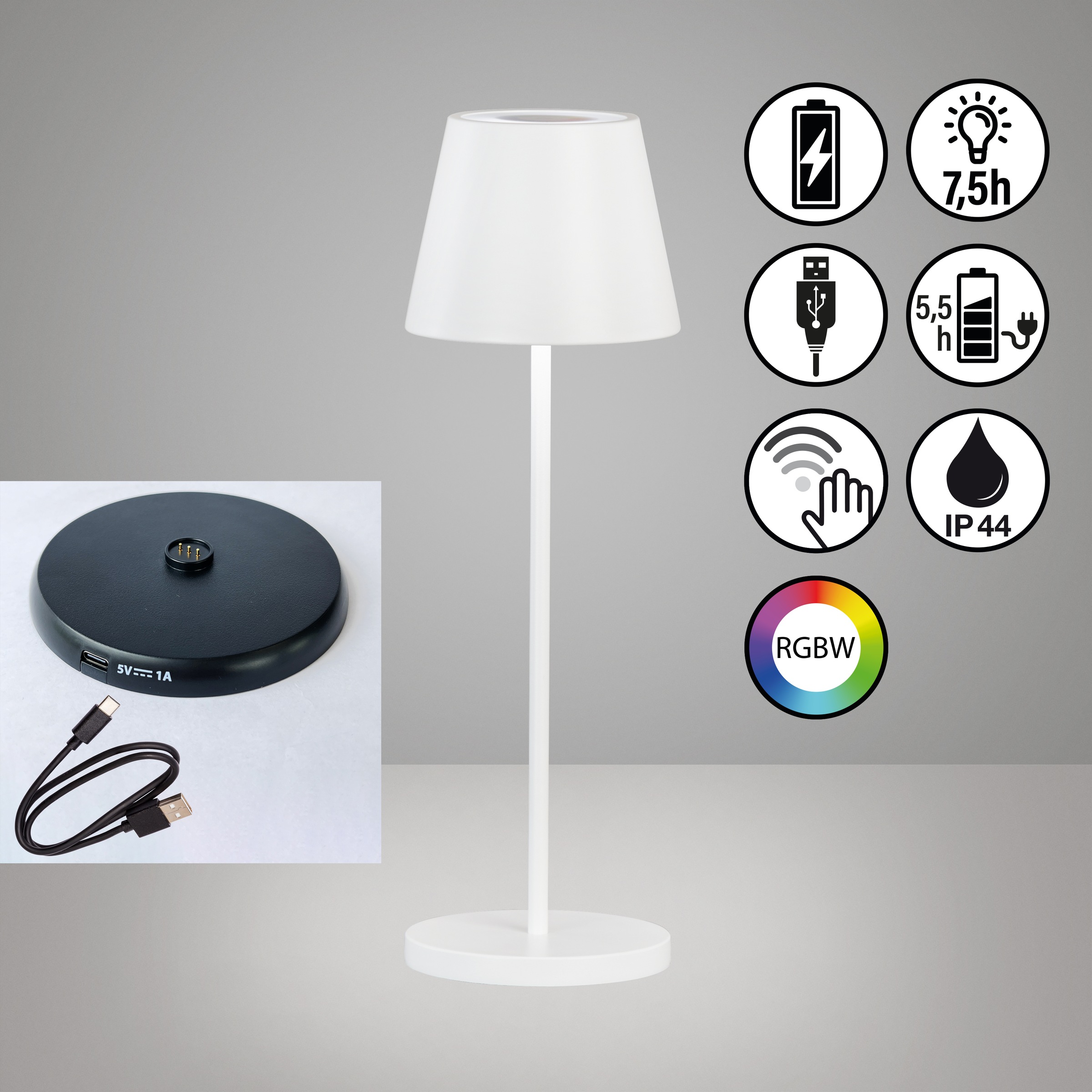 LED-Akku-Tischlampe Cosenza 2.0 Höhe 34 cm schwarz günstig online kaufen