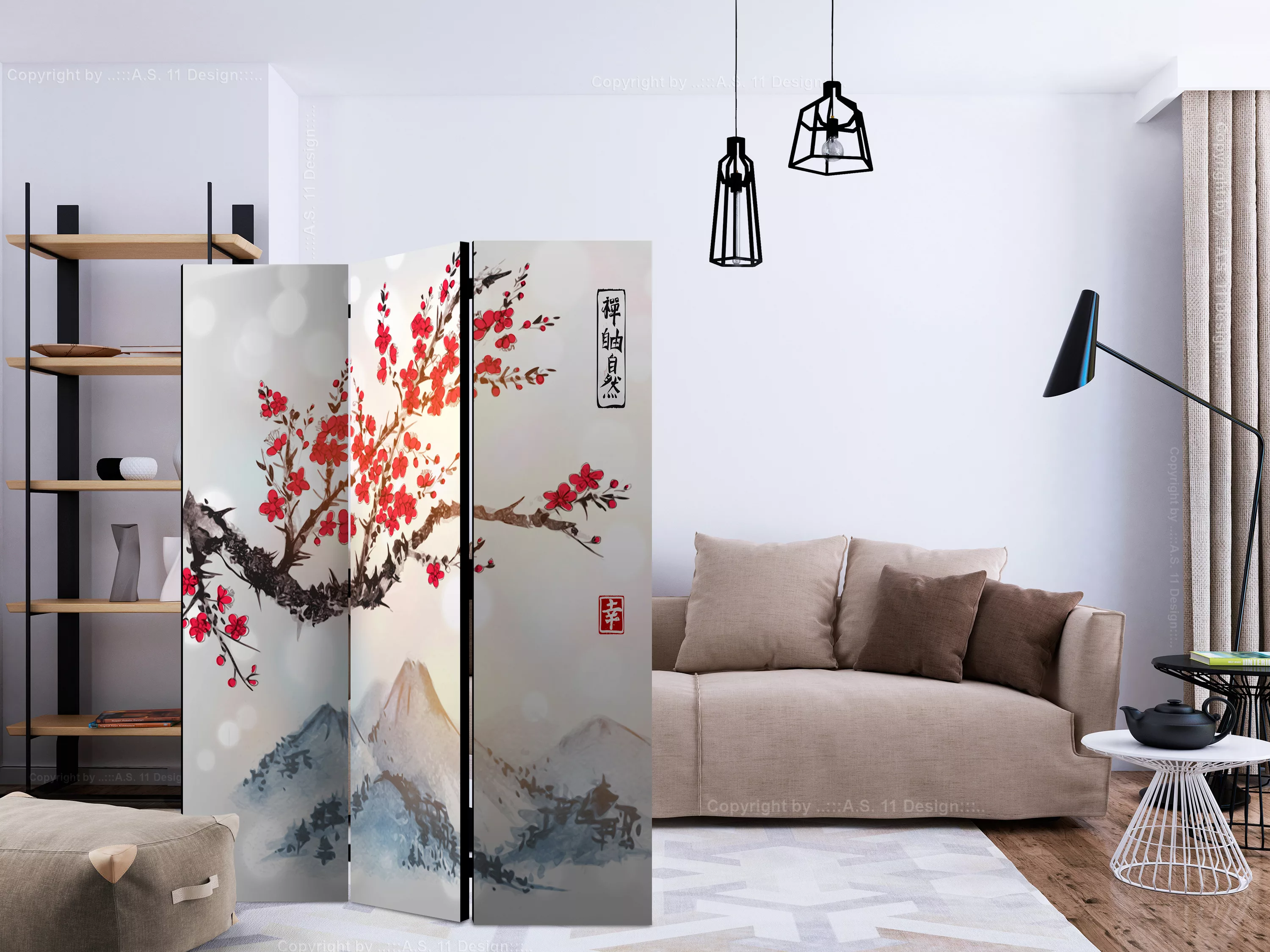 3-teiliges Paravent - Mount Fuji [room Dividers] günstig online kaufen