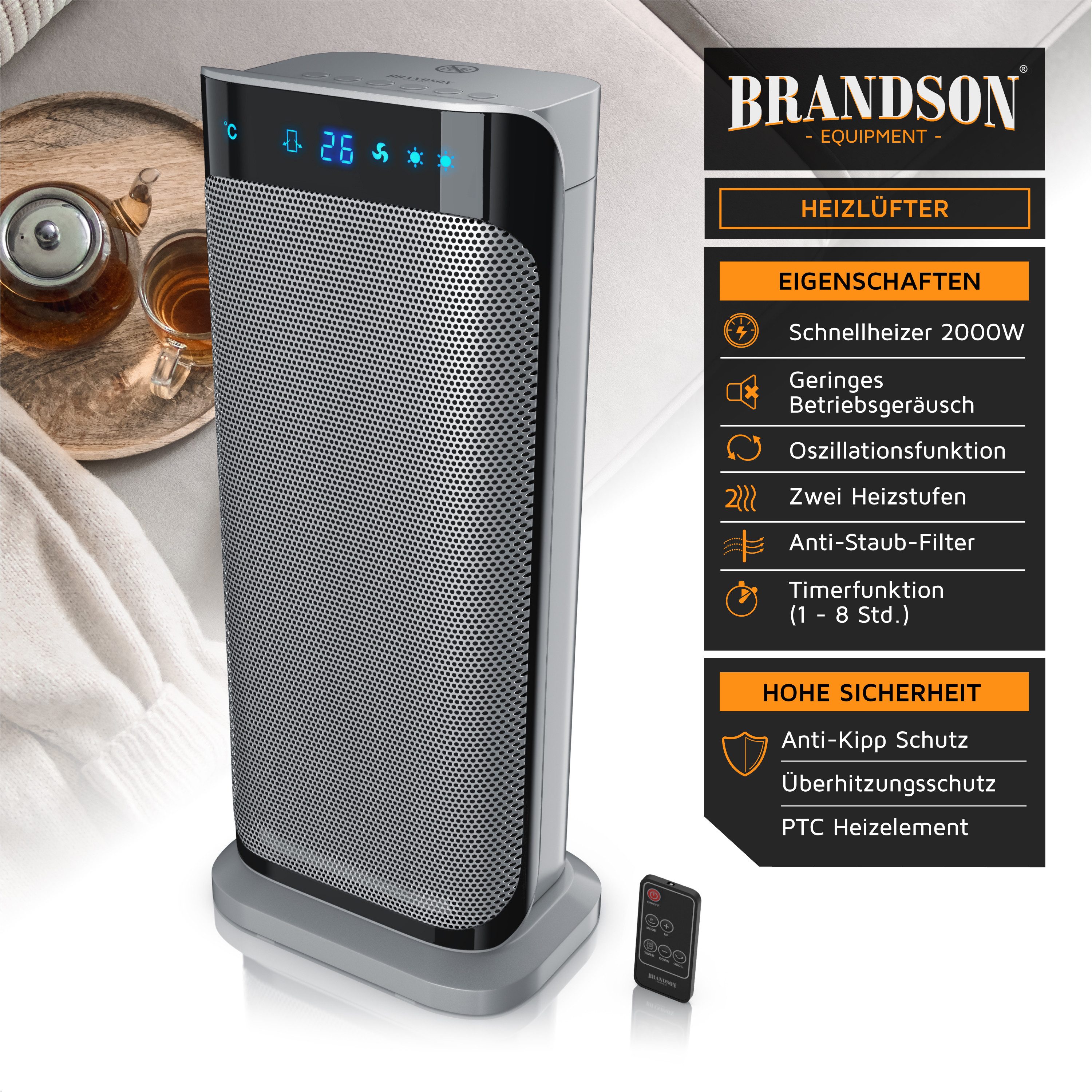 Brandson Heizlüfter Fernbedienung, energiesparend, leise, Oszillation, günstig online kaufen