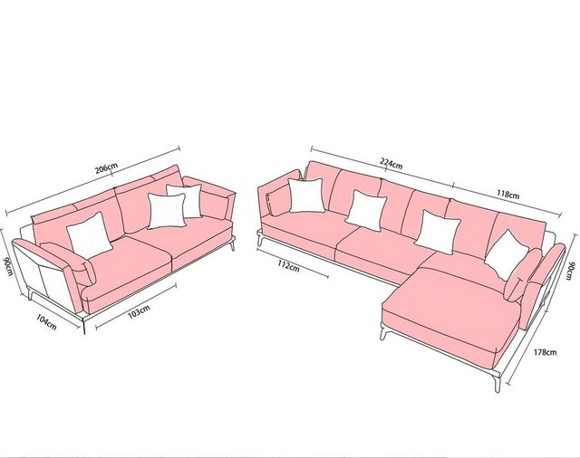 JVmoebel Sofa Moderne Sofa Eckgarnitur L Form Polster Sitz Ecke Couch, Made günstig online kaufen