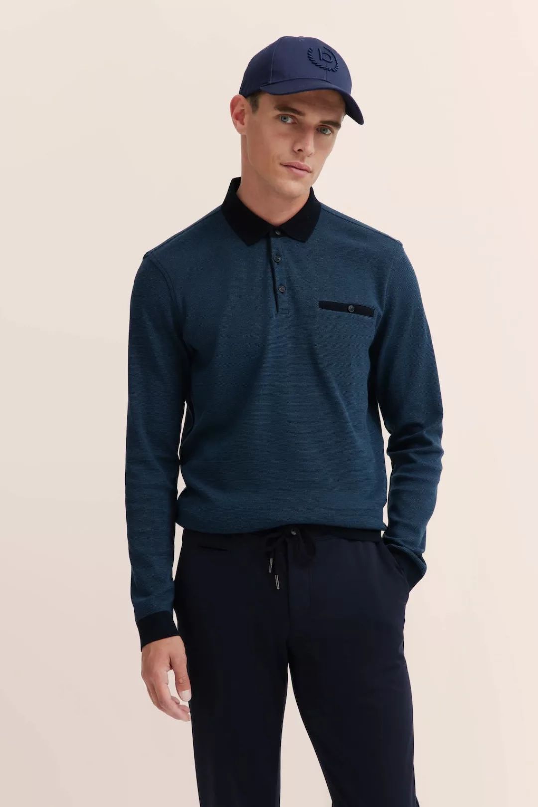 bugatti Langarm-Poloshirt, mit Strukturkragen günstig online kaufen