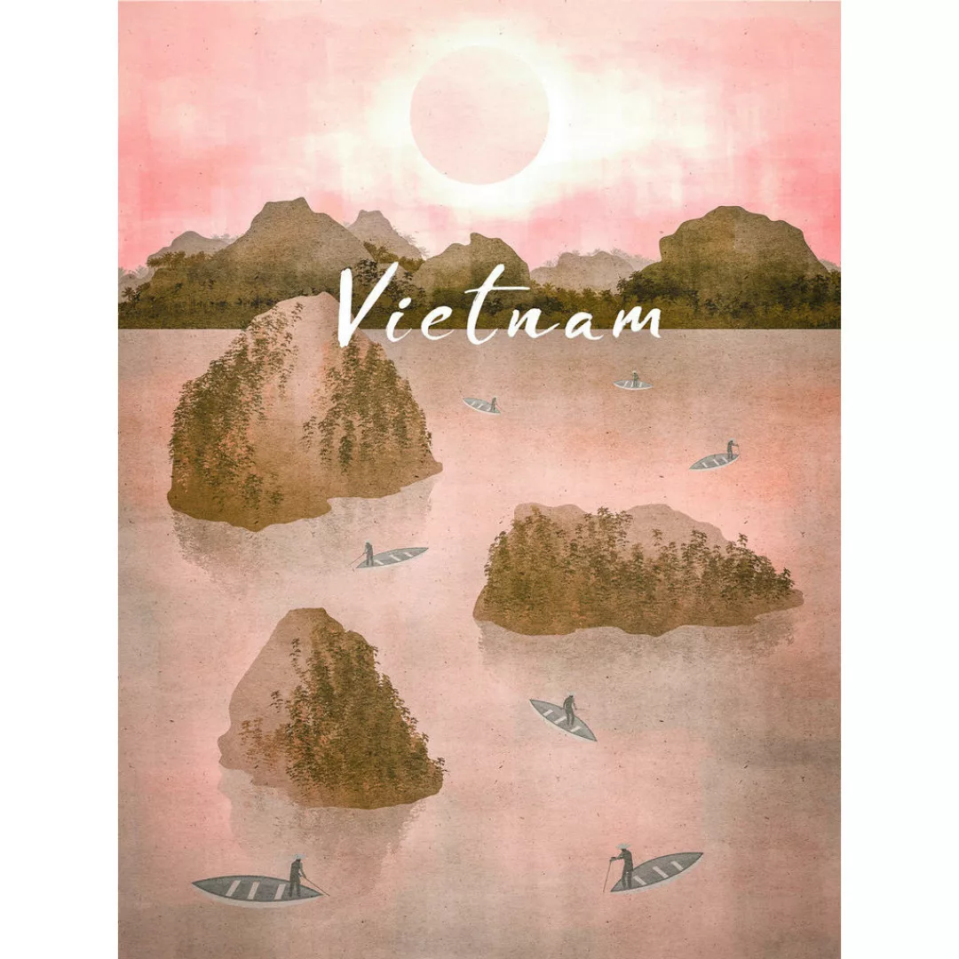 Komar Poster Vintage Travel Vietnam Landschaft B/L: ca. 30x40 cm günstig online kaufen