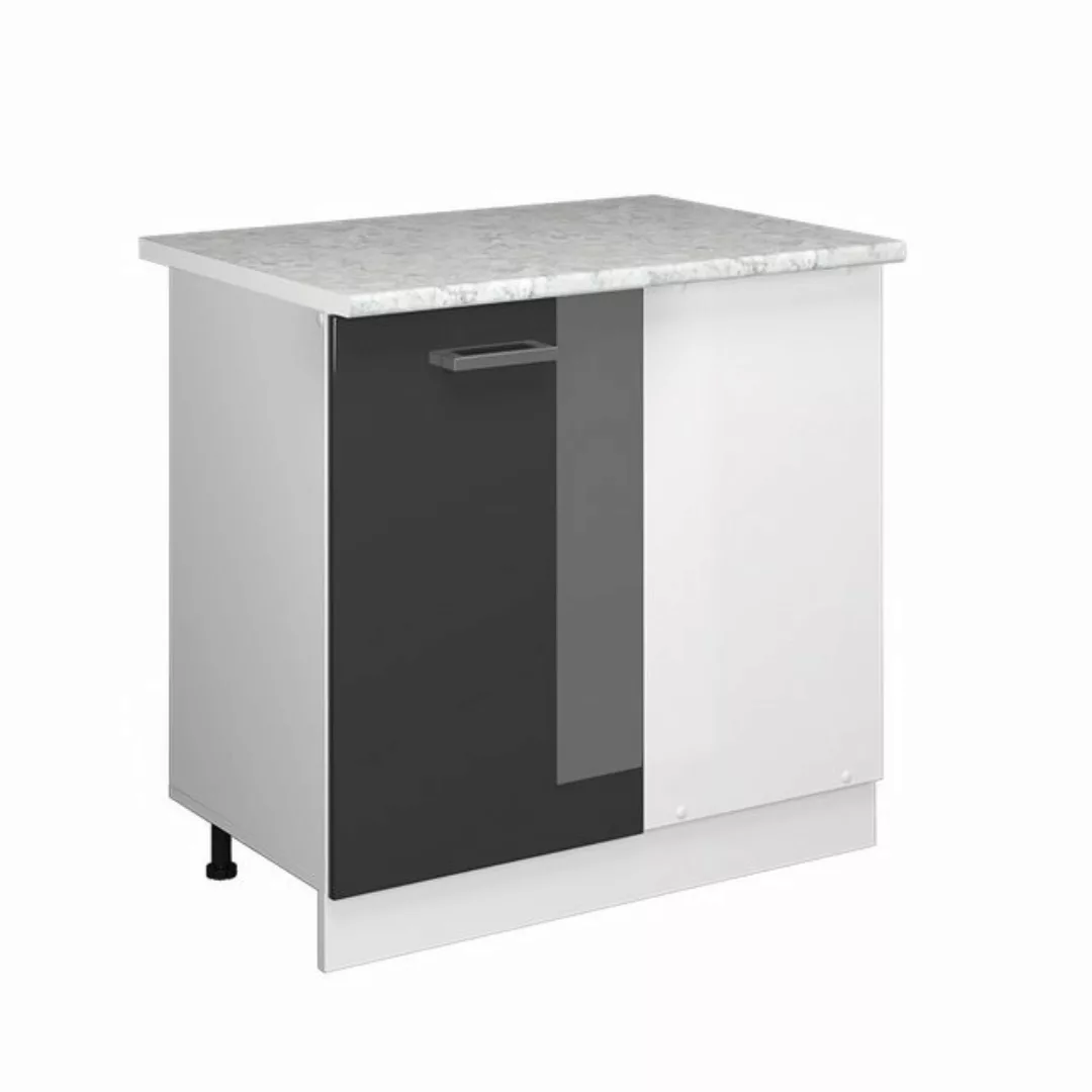 Vicco Eckunterschrank R-Line, Anthrazit Hochglanz/Weiß, 86 cm, AP Marmor günstig online kaufen