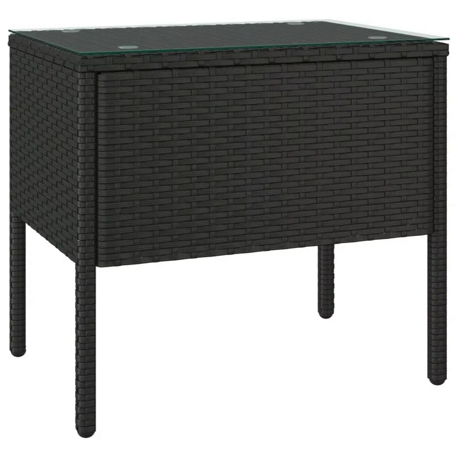 vidaXL Beistelltisch Schwarz 53x37x48 cm Poly Rattan und Hartglas günstig online kaufen