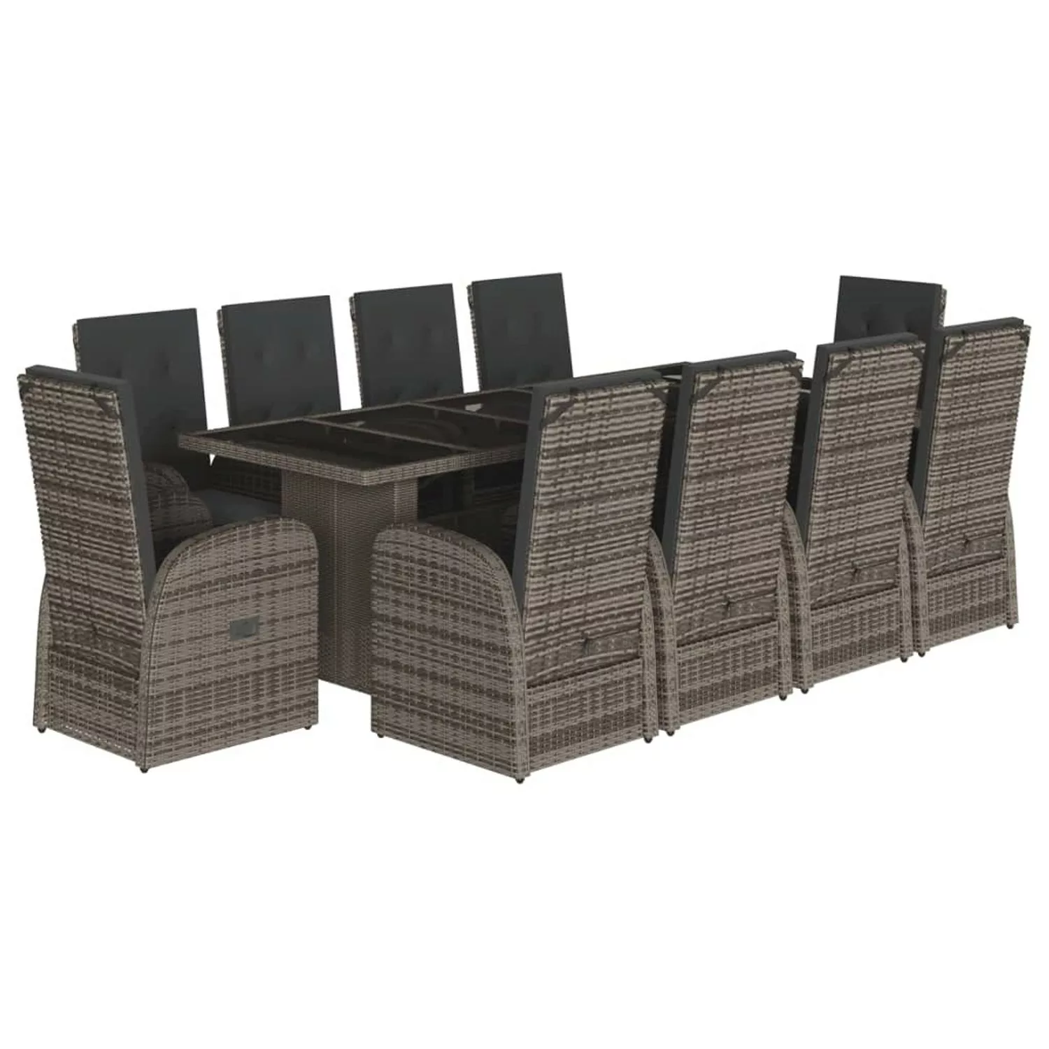 vidaXL 11-tlg Garten-Essgruppe mit Kissen Grau Poly Rattan Modell 22 günstig online kaufen